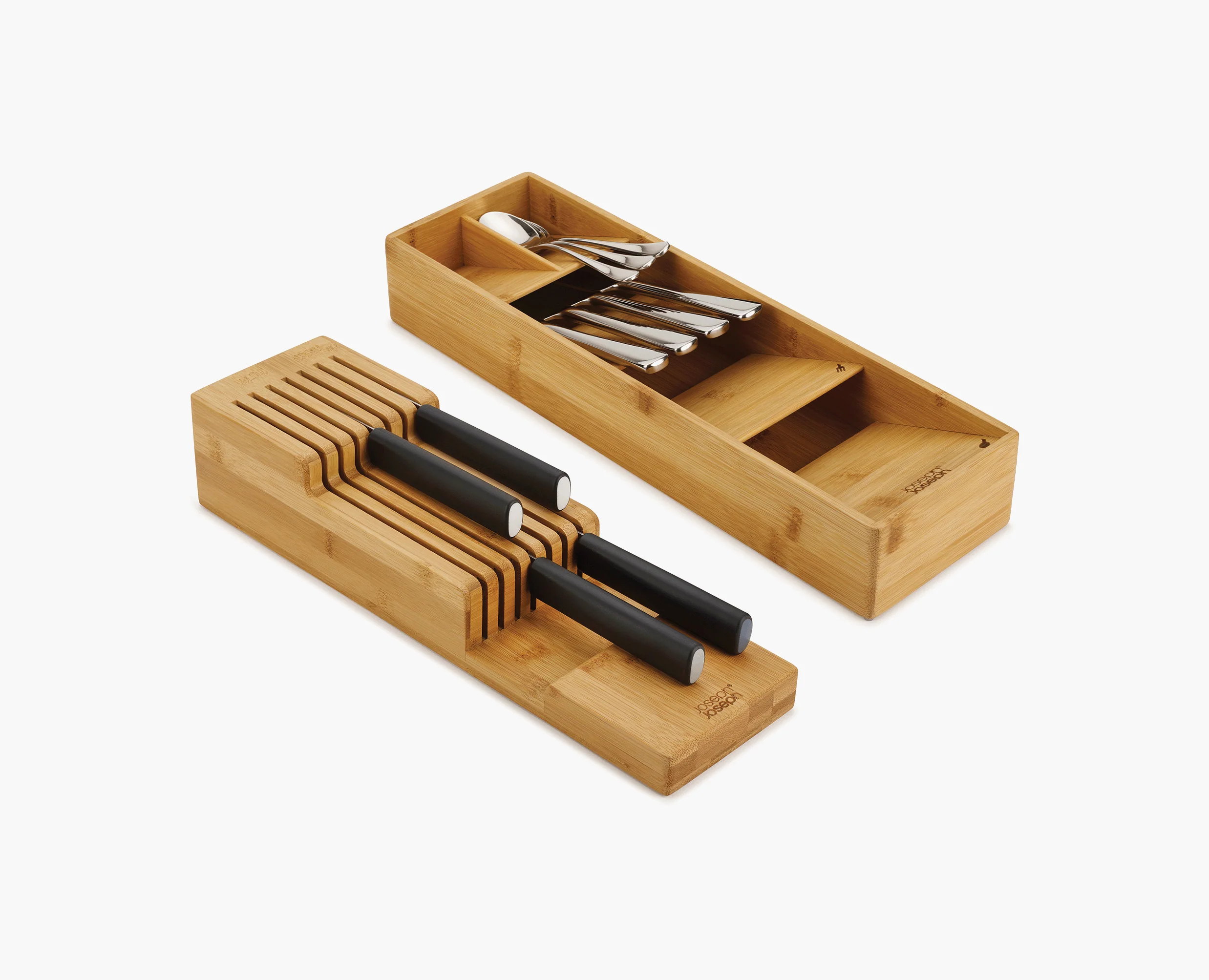 2-piece DrawerStore™ Bamboo Cutlery & Knife Organiser Set - Image 3