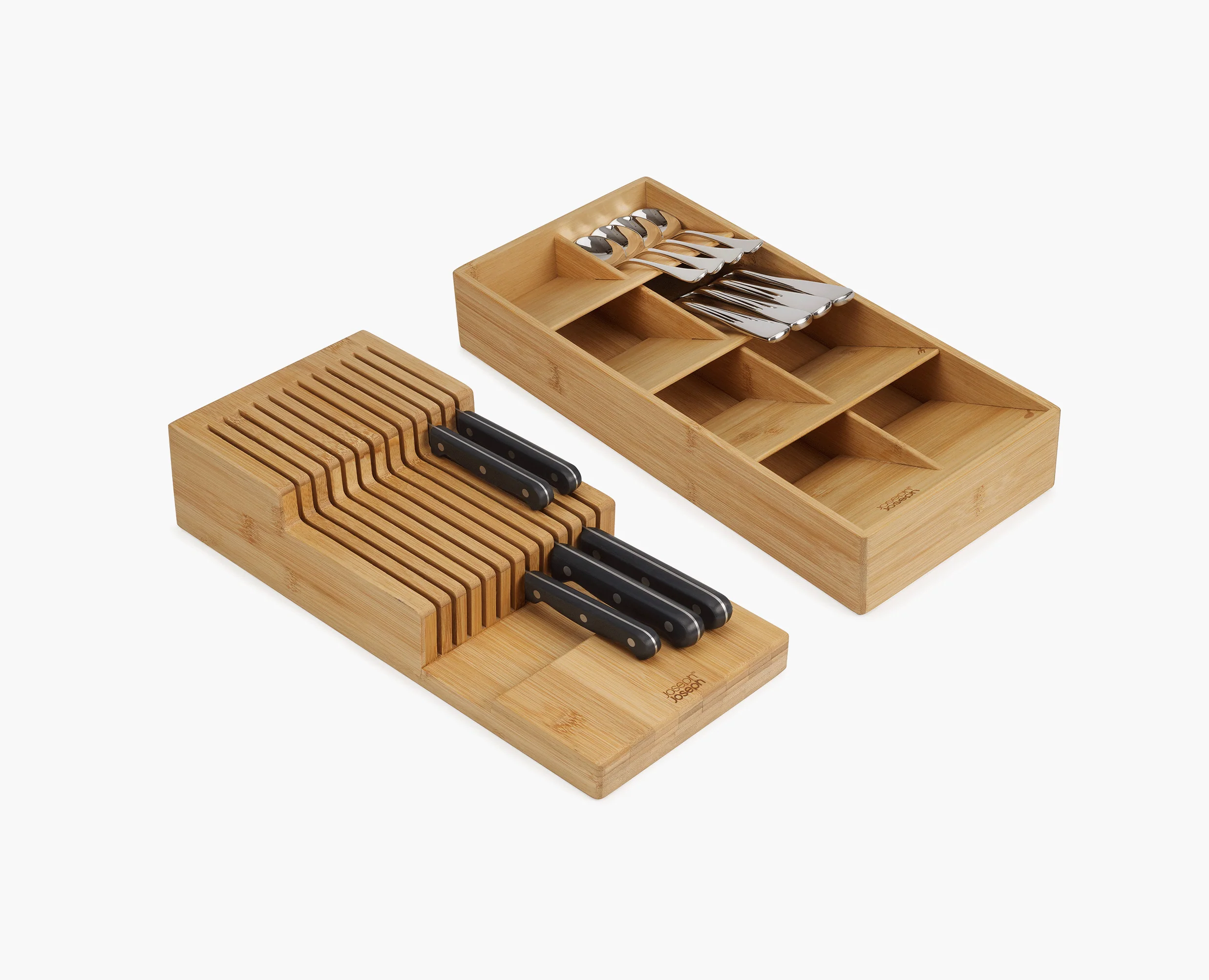 2-piece DrawerStore™ Bamboo Large Cutlery & Knife Organiser Set - Image 3