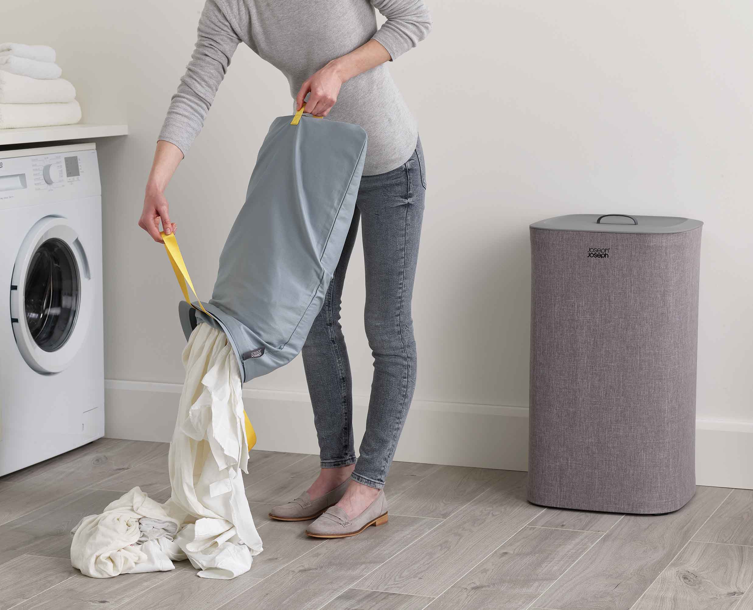 2-piece Grey Laundry Basket Set - Image 5