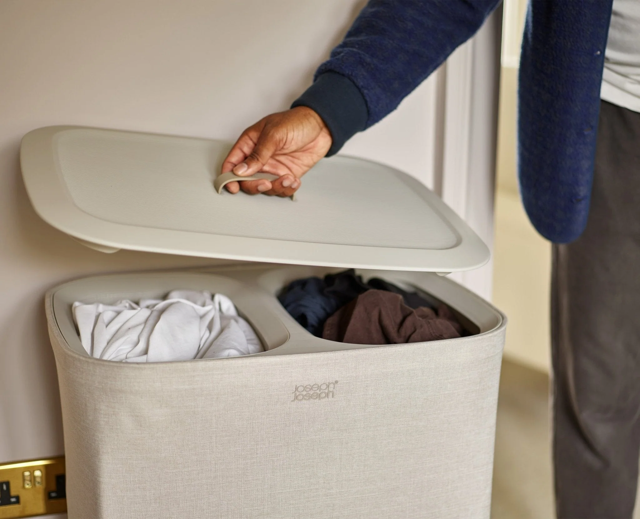2-piece Ecru Tota 90L & Hold-All Laundry Basket Set - Image 2