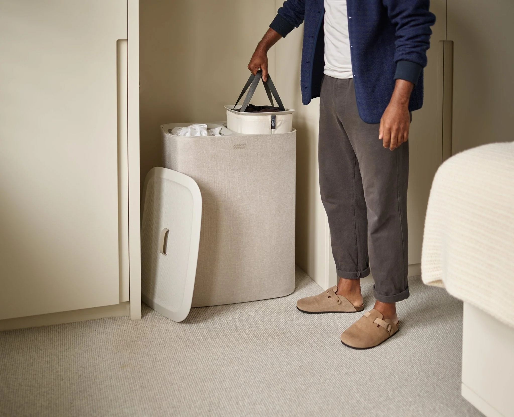 2-piece Ecru Tota 90L & Hold-All Laundry Basket Set - Image 5
