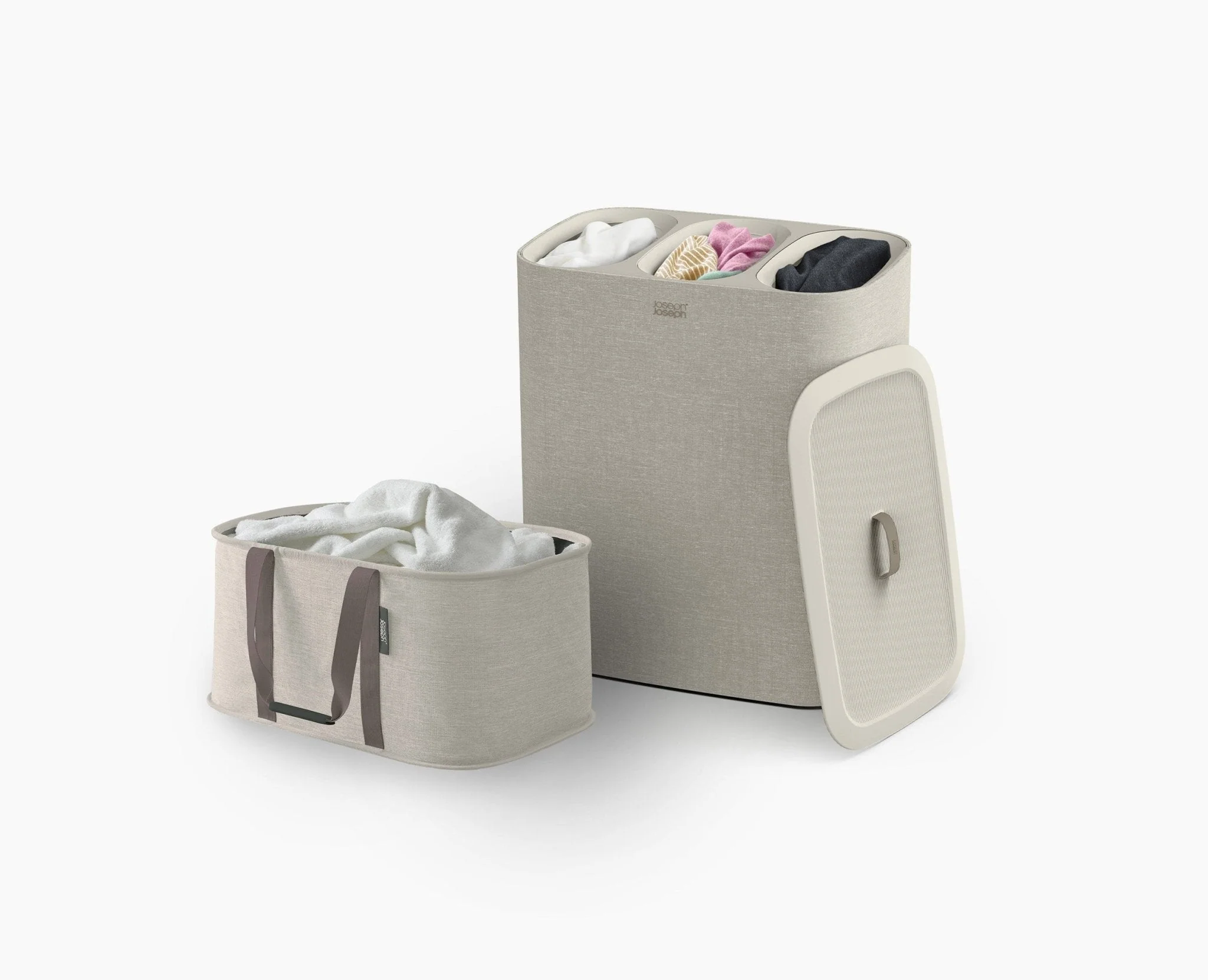 2-piece Ecru Tota Trio 90L & Hold-All Laundry Basket Set - Image 3