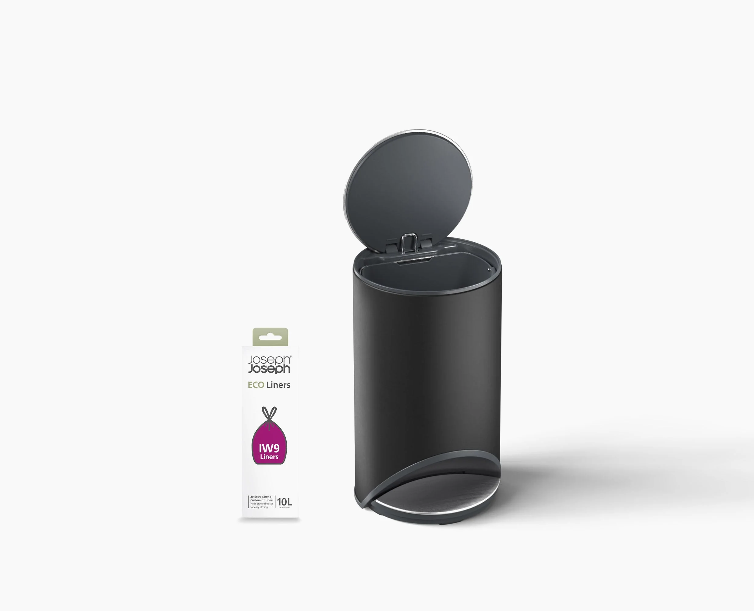 Arc™ 10L Easy-push Matt Black Pedal Bin Starter Set