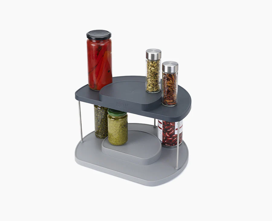 CupboardStore™ 2-tier Grey Rotating Organiser