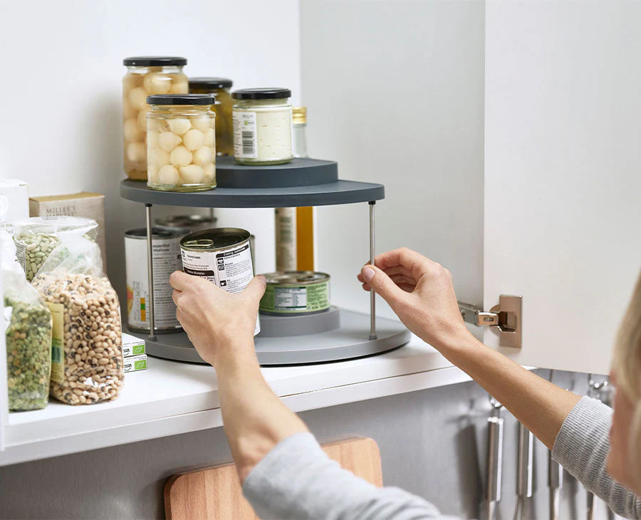 CupboardStore™ 2-tier Grey Rotating Organiser - Image 2
