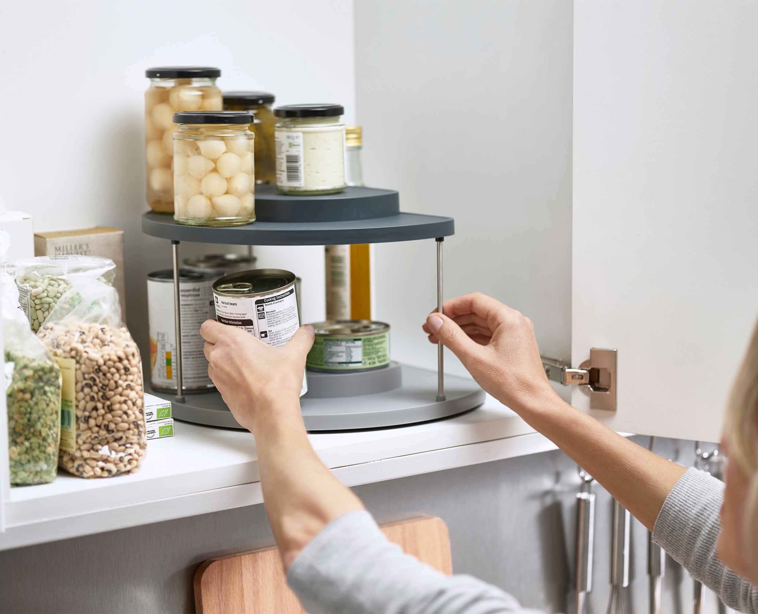 CupboardStore™ 2-tier Grey Rotating Organiser - Image 3