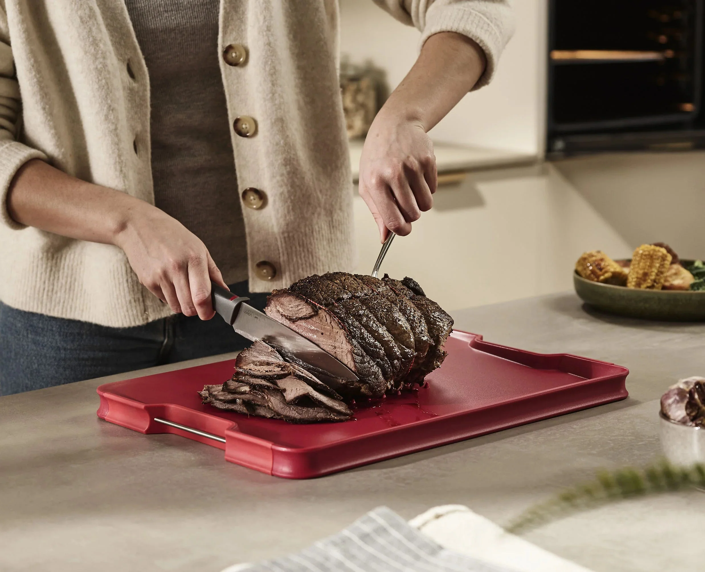 Cut&Carve™ Plus Multi-function Red Chopping Board - Image 3