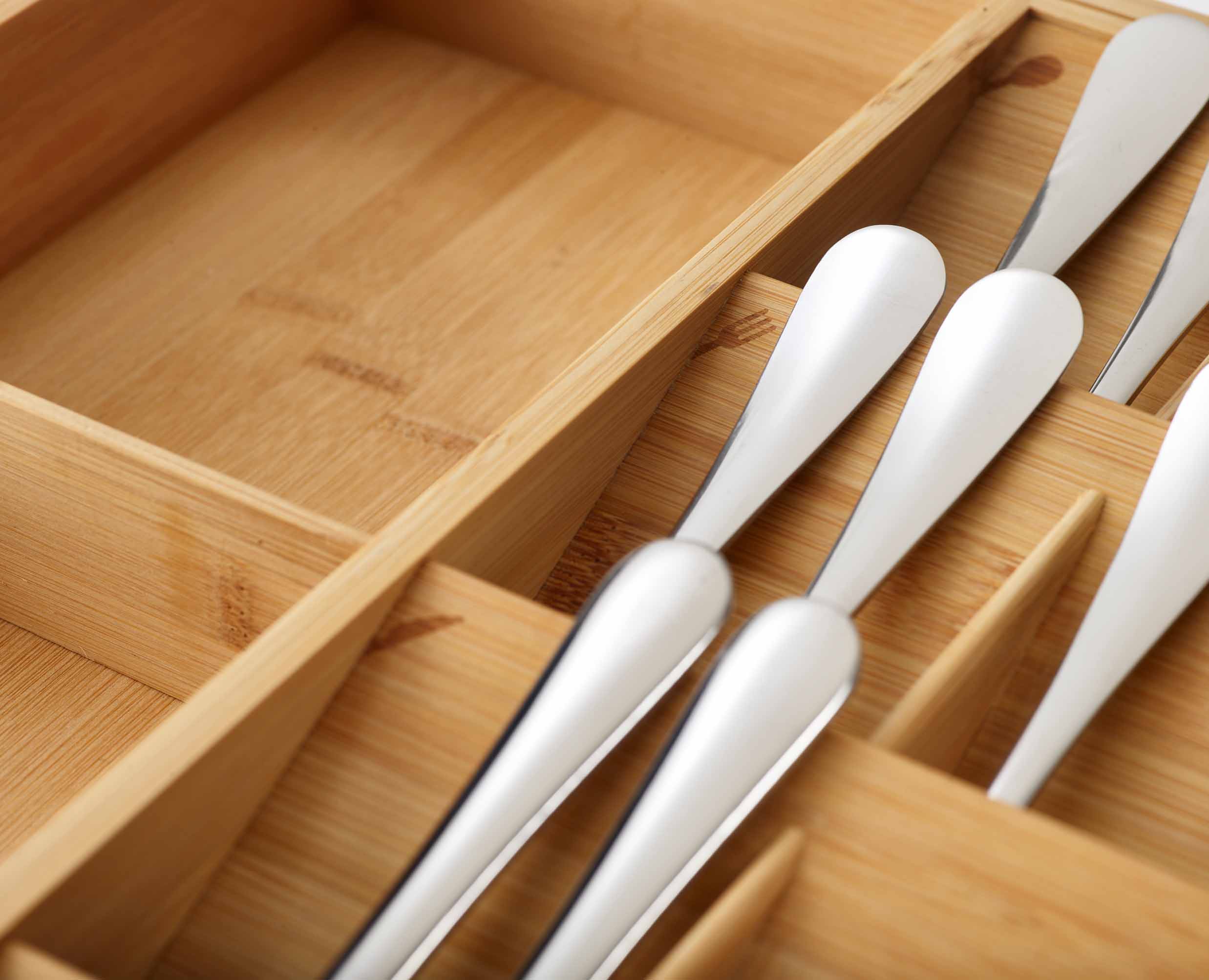 DrawerStore™ Bamboo Expanding Cutlery, Utensil & Gadgets Organiser - Image 7