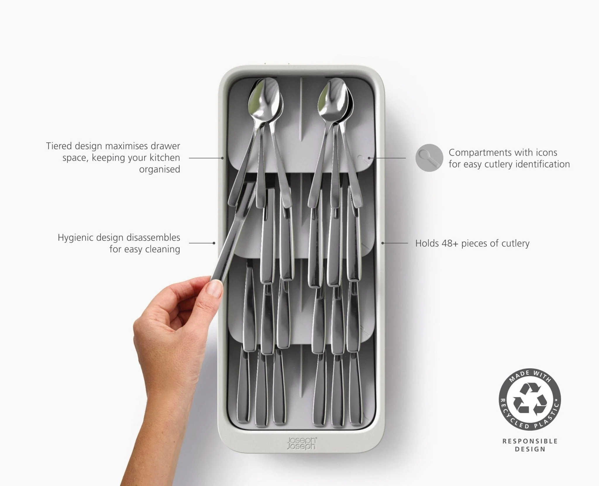 DrawerStore™ Large Tiered Cutlery Organiser - Image 6