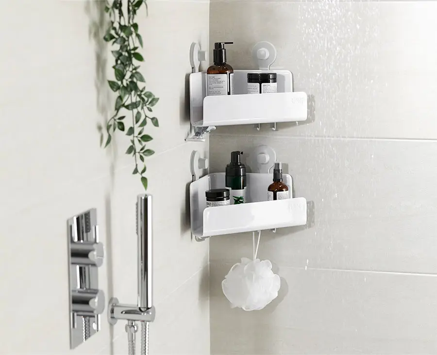 EasyStore™ 2-piece White Corner Shower Shelf Set - Image 2