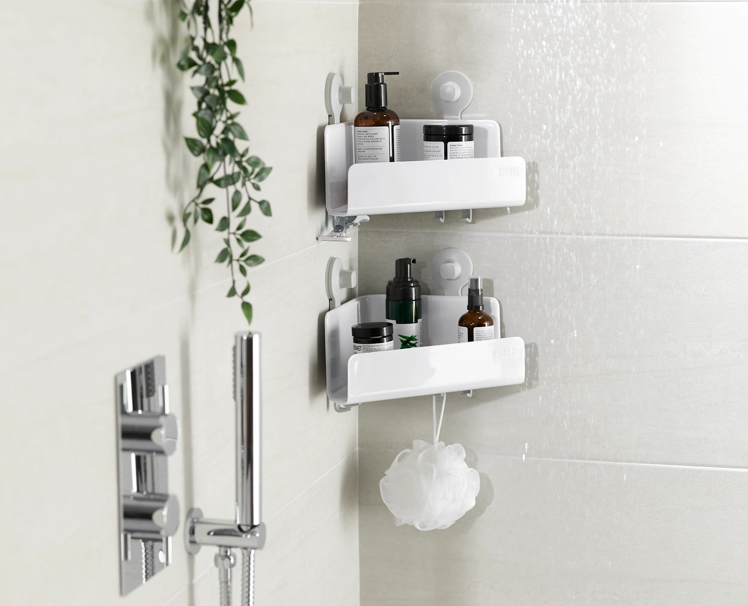 EasyStore™ 2-piece White Corner Shower Shelf Set - Image 3