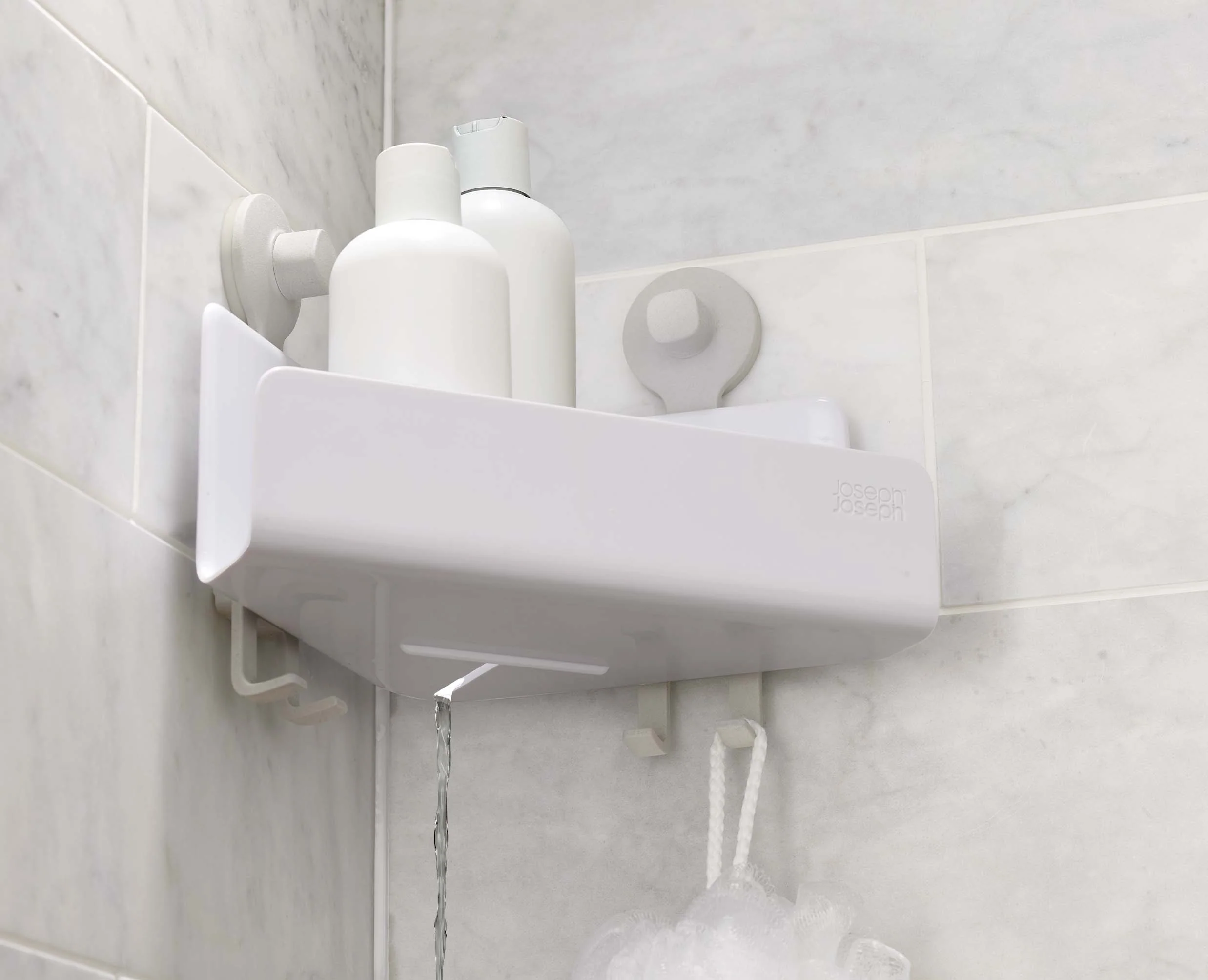 EasyStore™ 2-piece White Corner Shower Shelf Set - Image 4