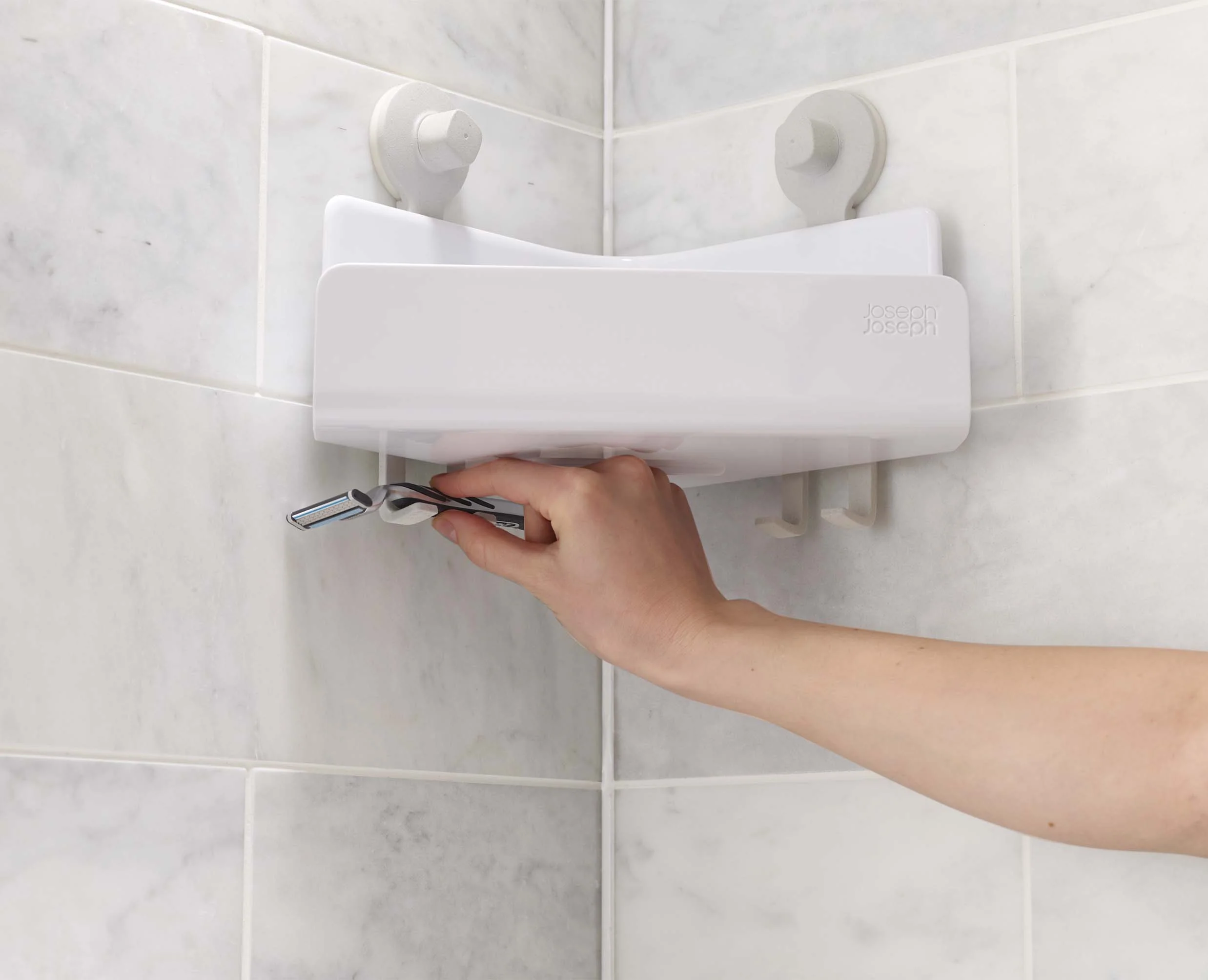 EasyStore™ 2-piece White Corner Shower Shelf Set - Image 5
