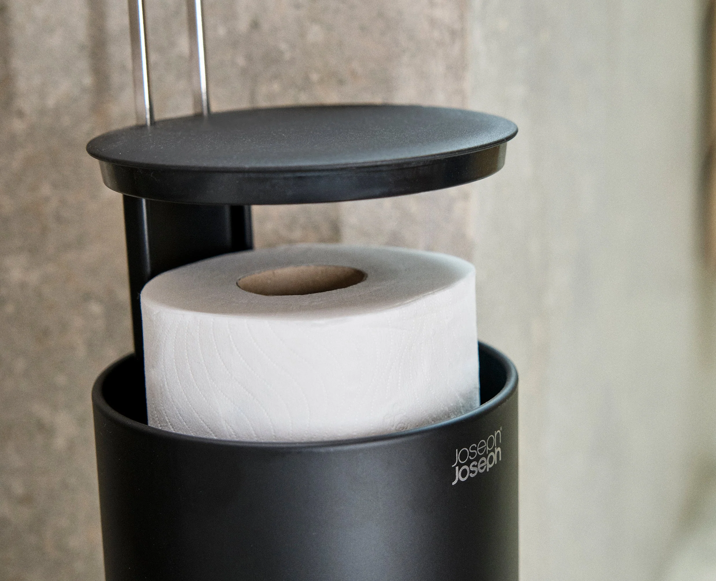 EasyStore™ Matt Black Concealed Toilet Roll Holder - Image 4