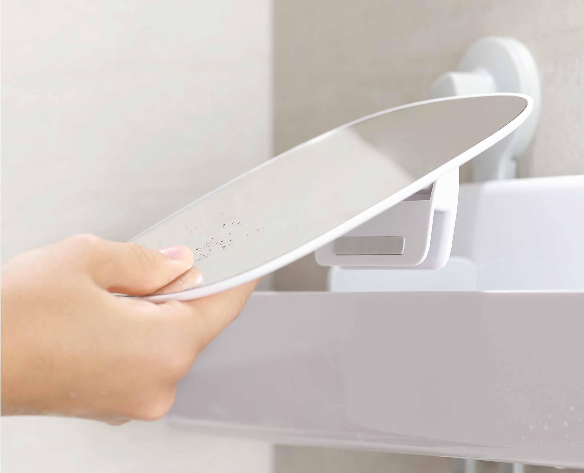 EasyStore™ Large White Shower Shelf with Removable Mirror - Image 4