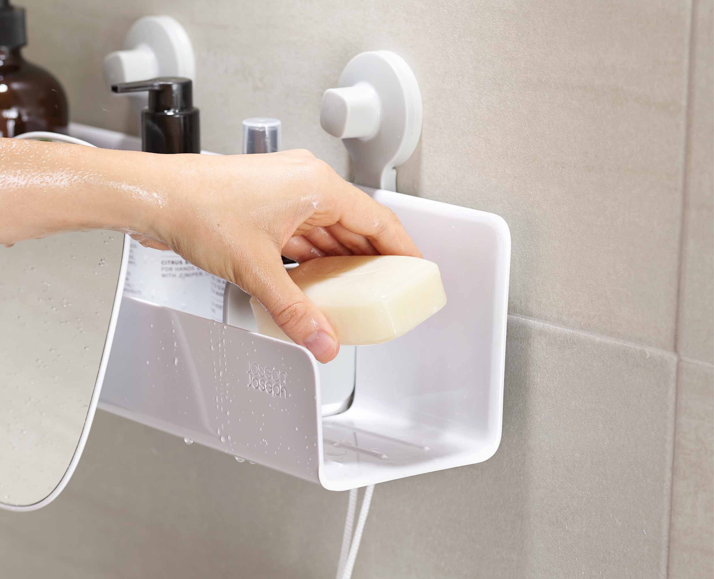 EasyStore™ Large White Shower Shelf with Removable Mirror - Image 5