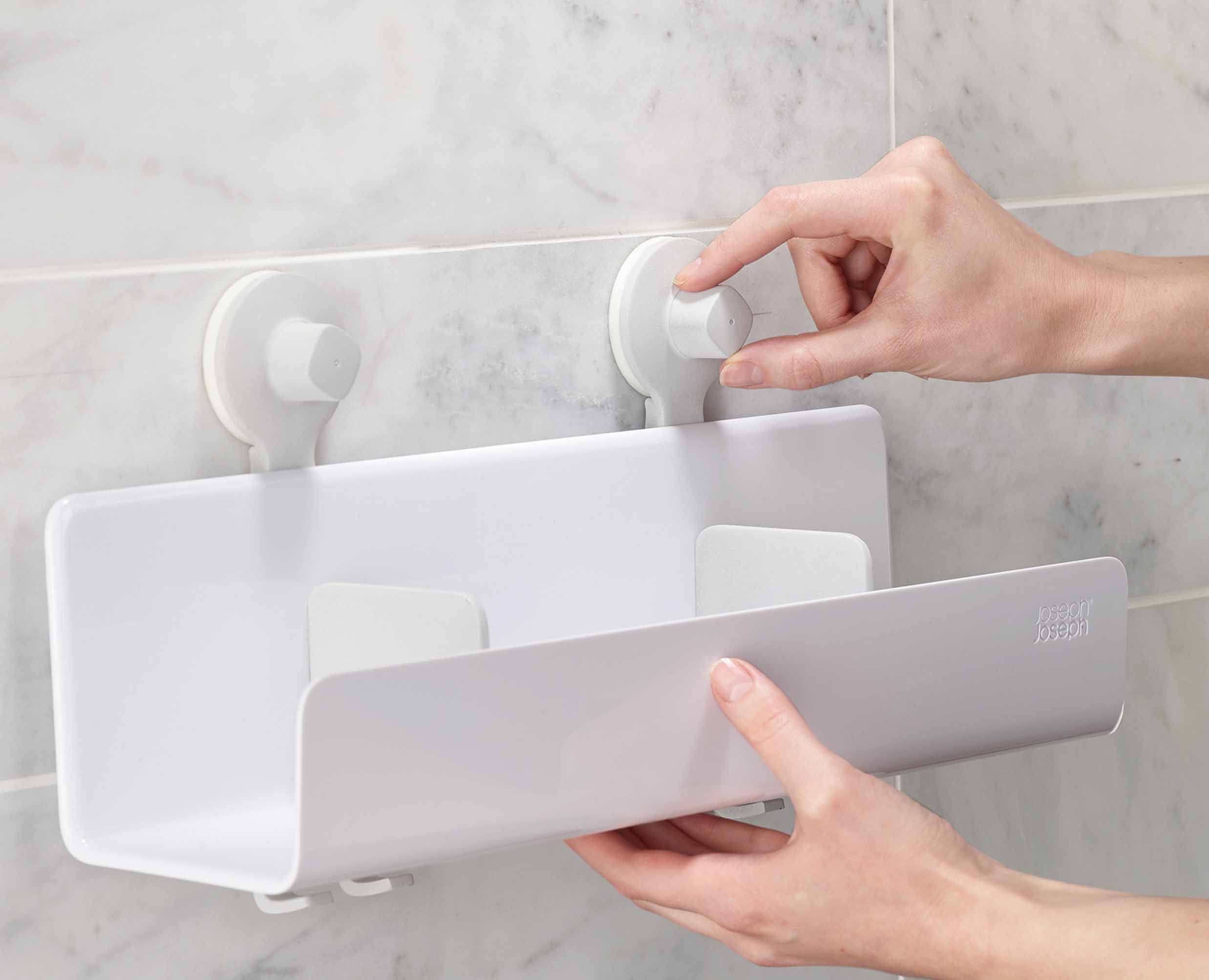 EasyStore™ Large White Shower Shelf with Removable Mirror - Image 6