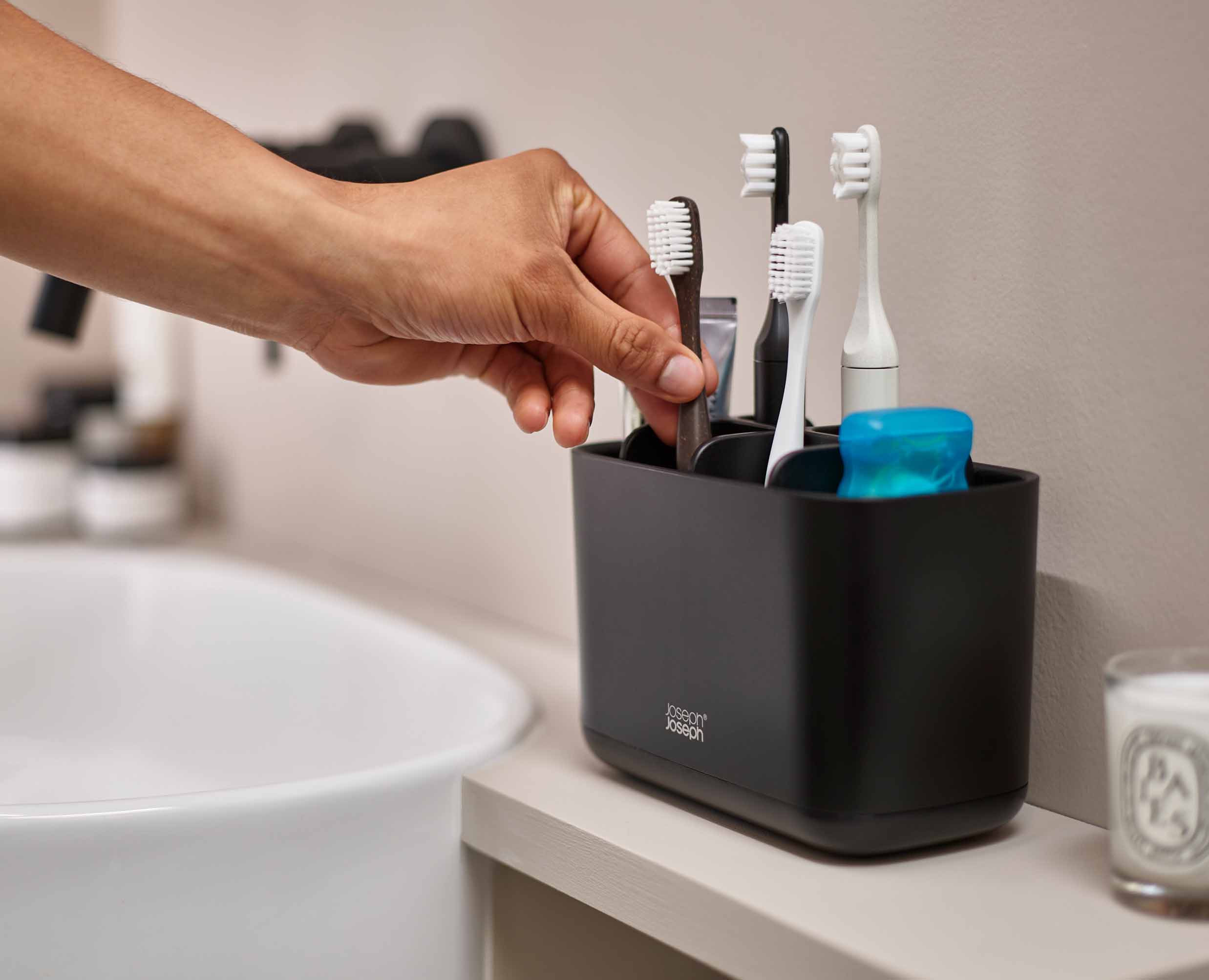 EasyStore™ Large Matt Black Toothbrush Holder - Image 3