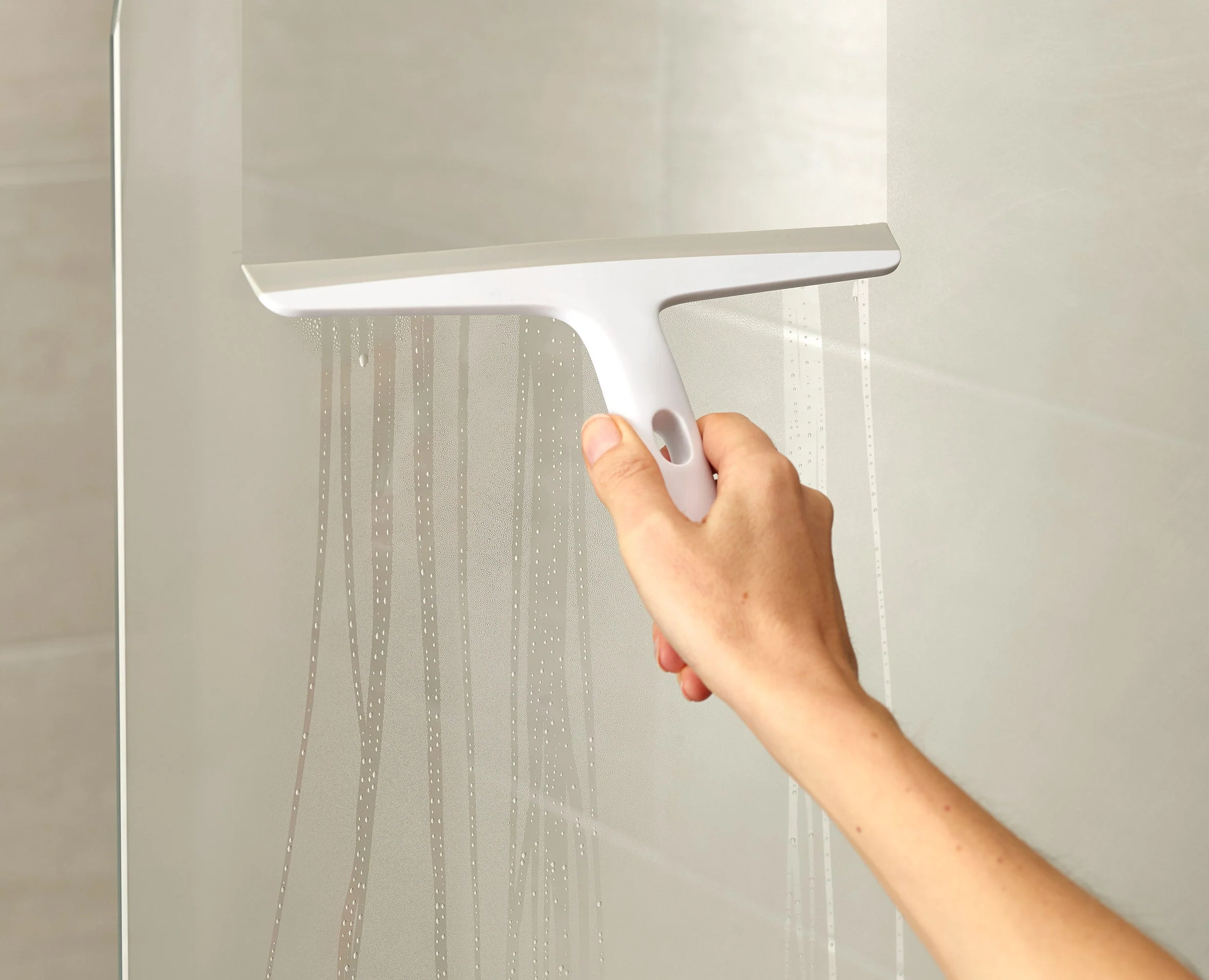 EasyStore™ Pack of 2 Light Grey Shower Squeegees with Storage Hook - Image 5