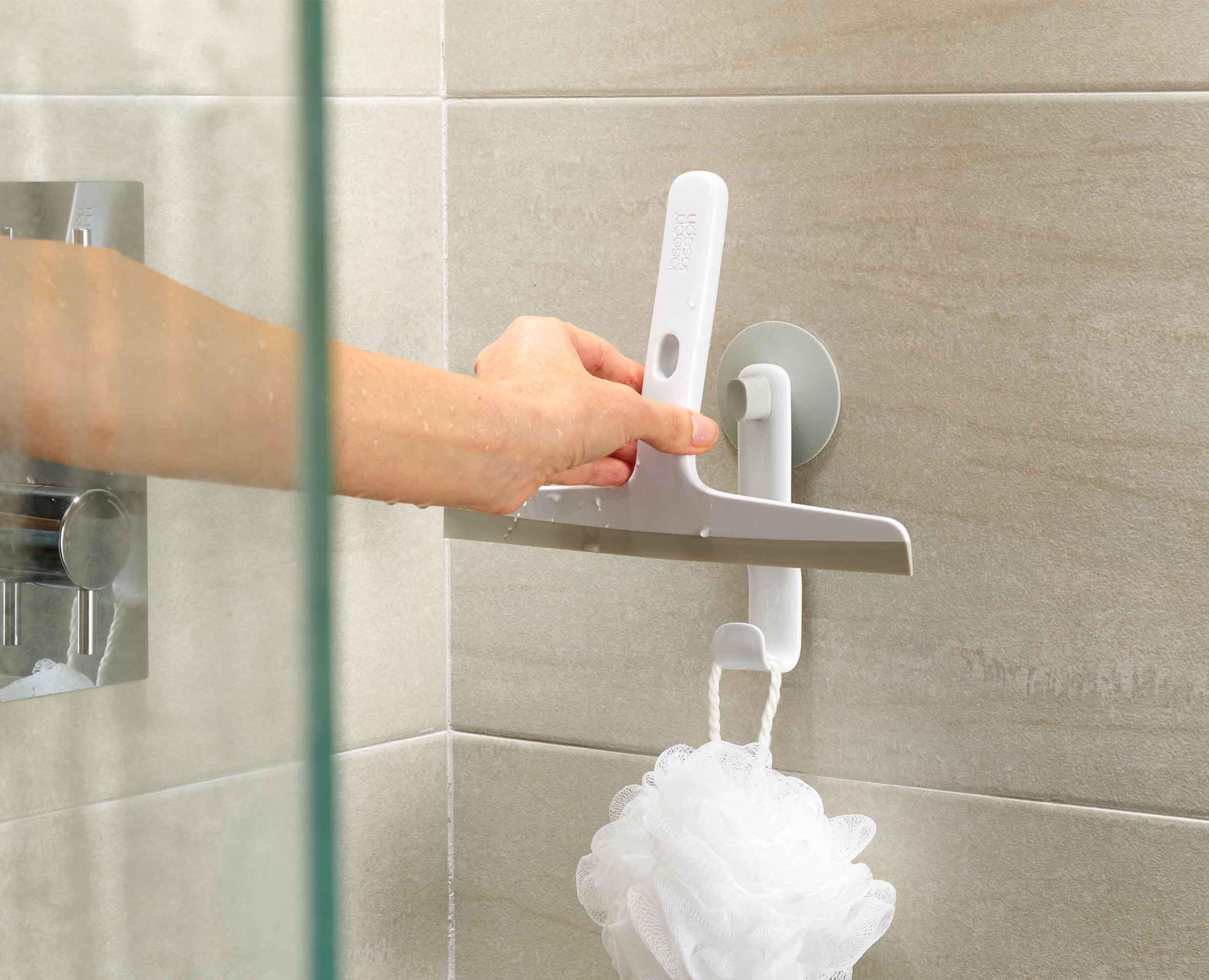 EasyStore™ Light Grey Shower Squeegee with Storage Hook - Image 5