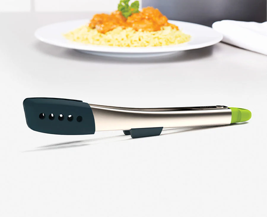 Elevate™ Grey Silicone Steel Tongs - Image 2