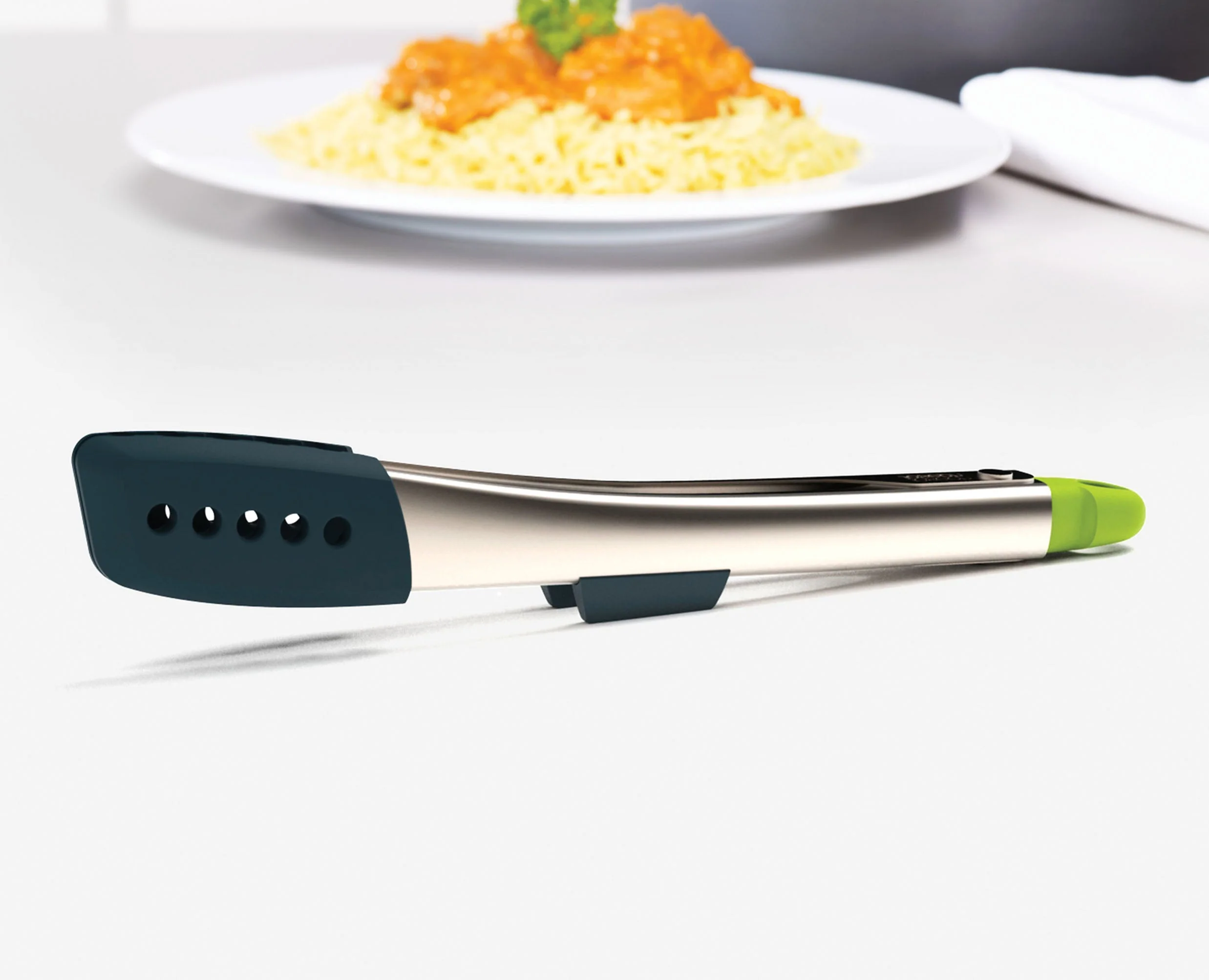 Elevate™ Grey Silicone Steel Tongs - Image 3