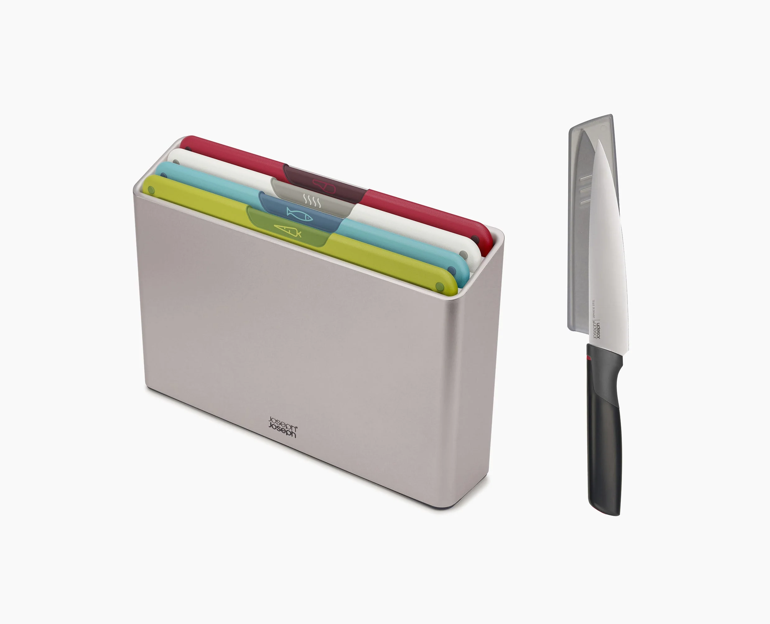 Folio™ Icon 4-piece Multicolour Chopping Board Set with Chef’s Knife - Image 3