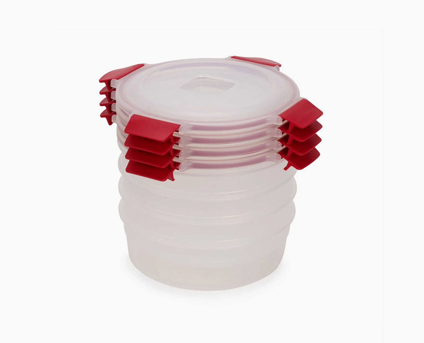 Nest Lock 4-Piece Red 1L Round Food Container Set