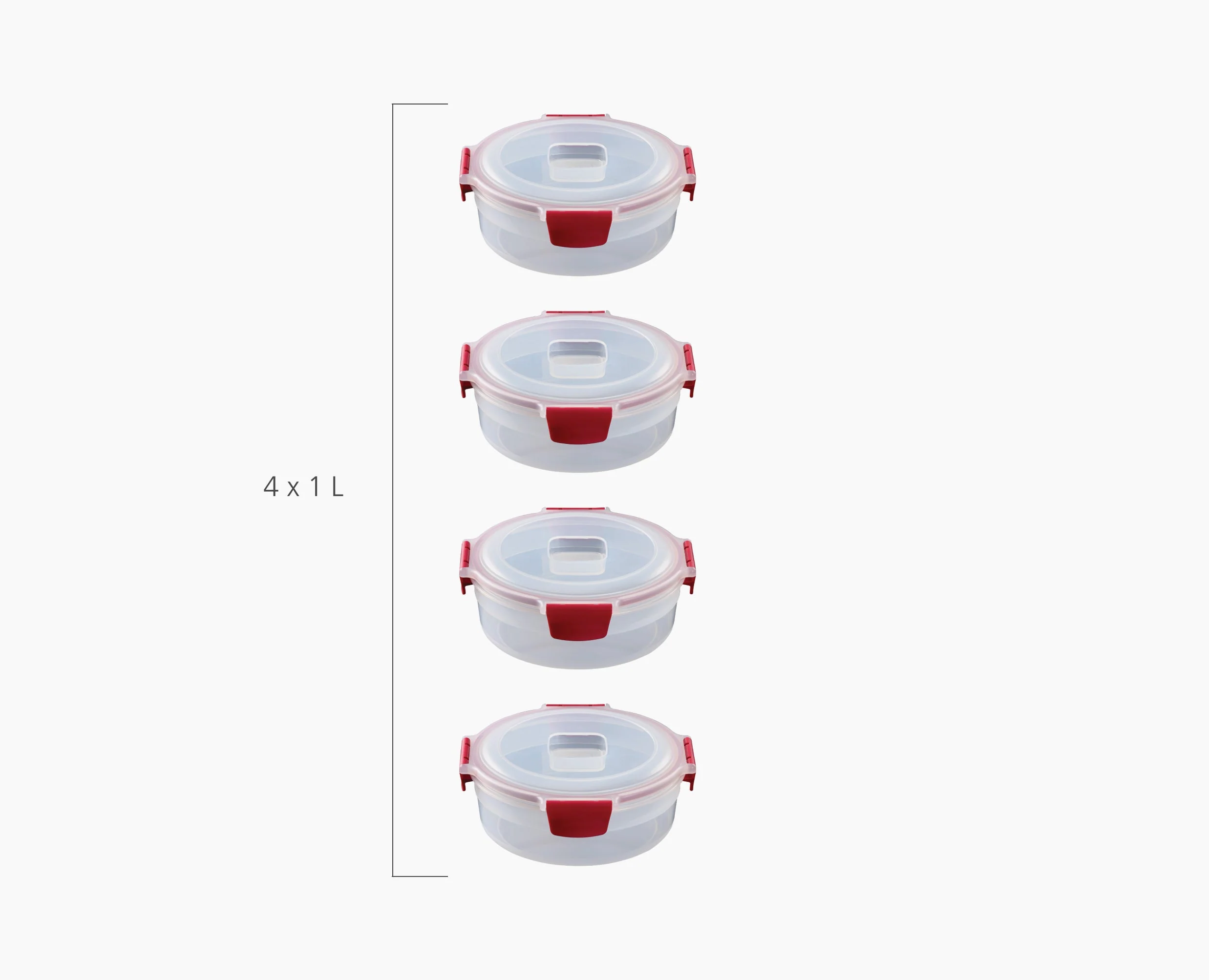Nest Lock 4-Piece Red 1L Round Food Container Set - Image 7