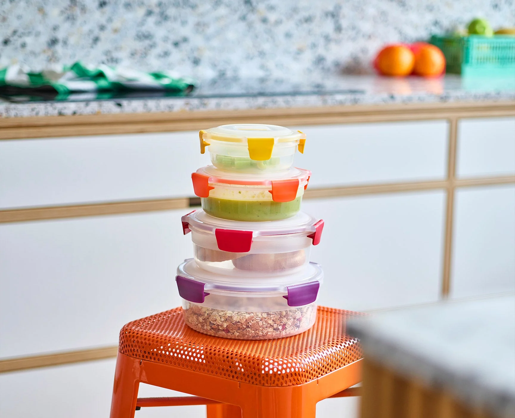 Nest Lock 4-Piece Multicolour Round Food Container Set - Image 4