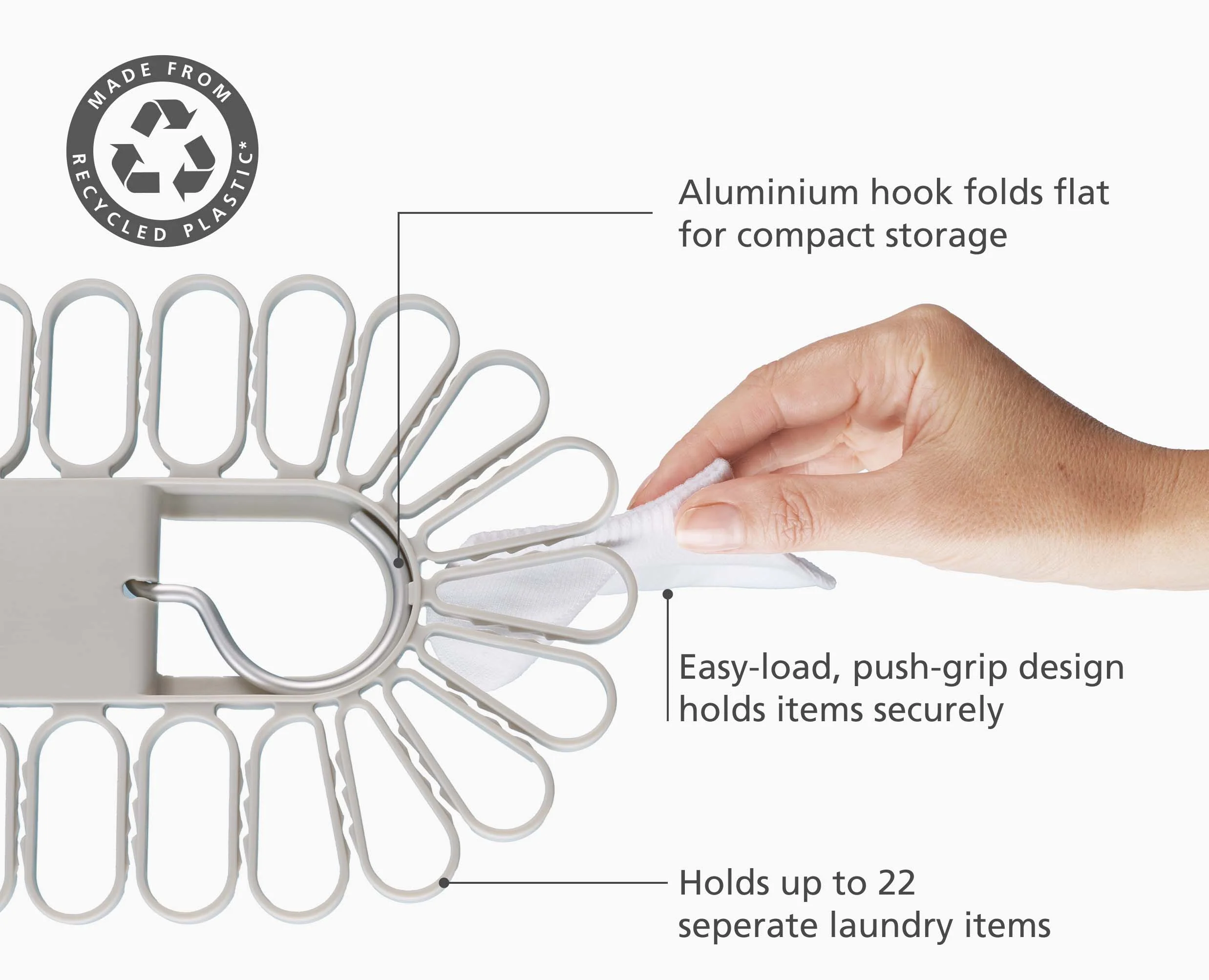 Petal™ 22-piece Quick-grip Ecru Drying Hanger - Image 4