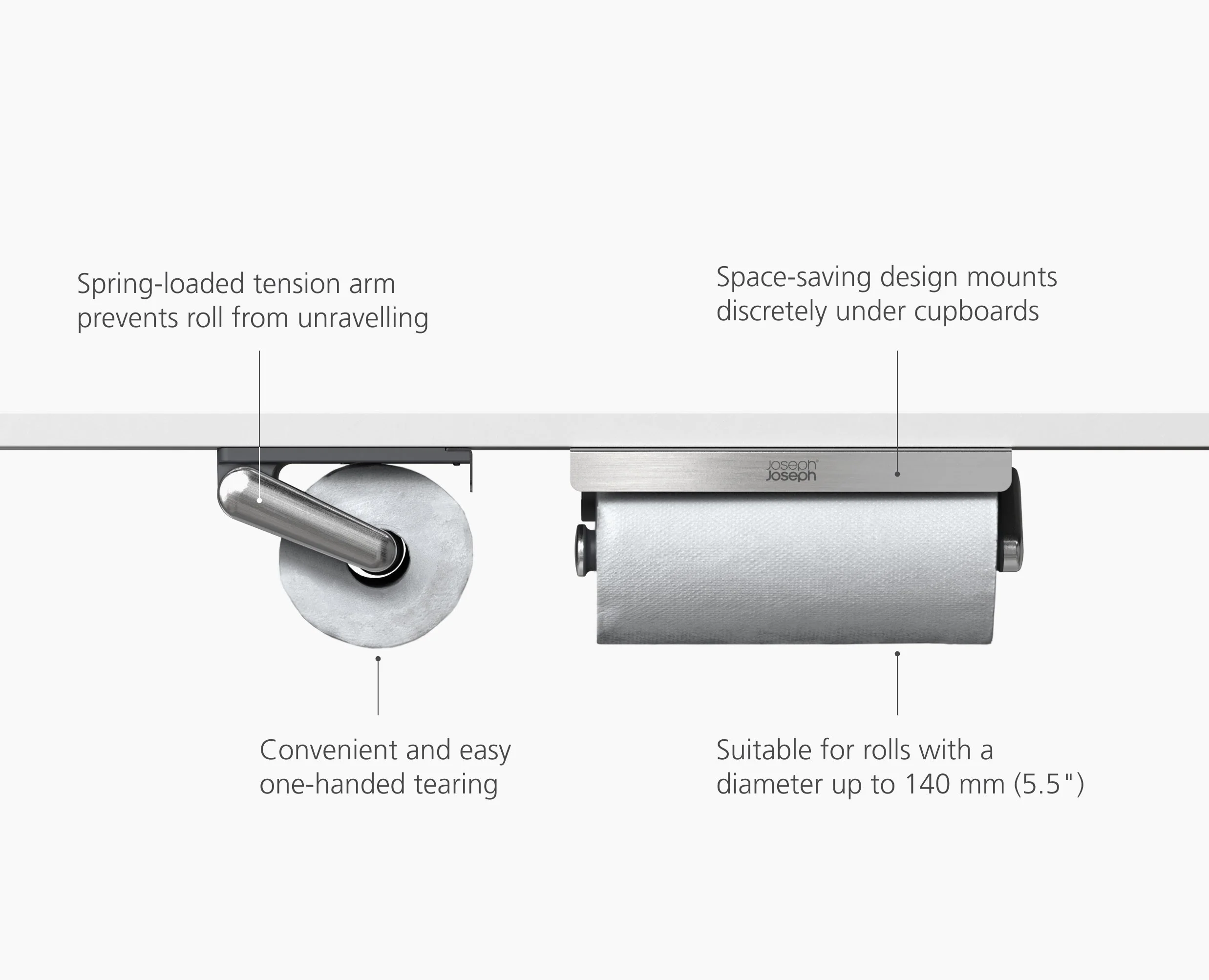 RollGrip Under-Shelf Stainless-Steel Kitchen Roll Holder - Image 6