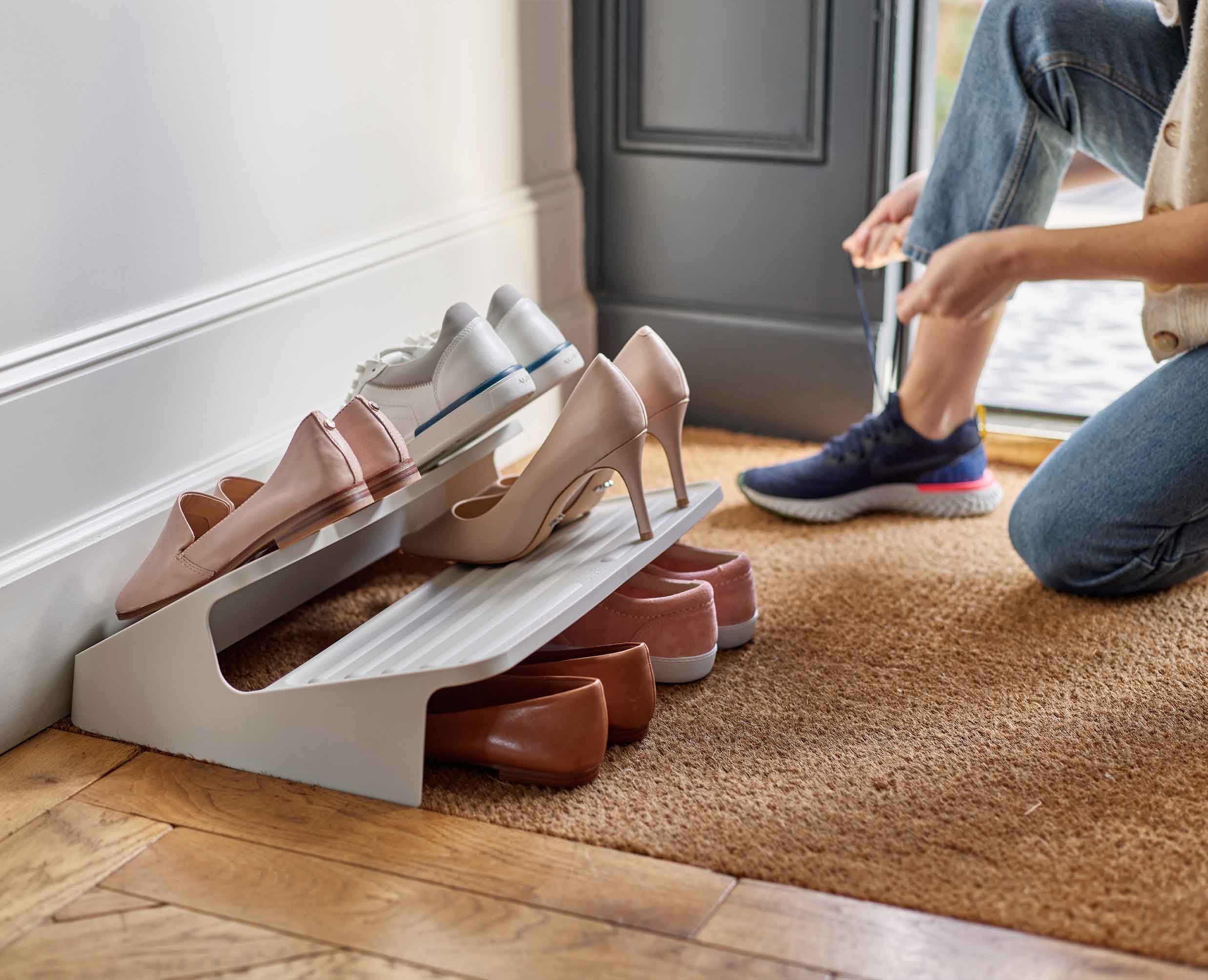 Shoe-In™ Large Space-saving Ecru Shoe Rack - Image 3