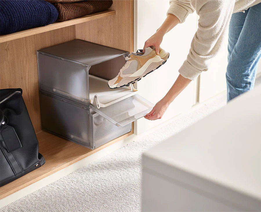 ShoeCase 2-piece Grey Shoe Storage Box - Image 2