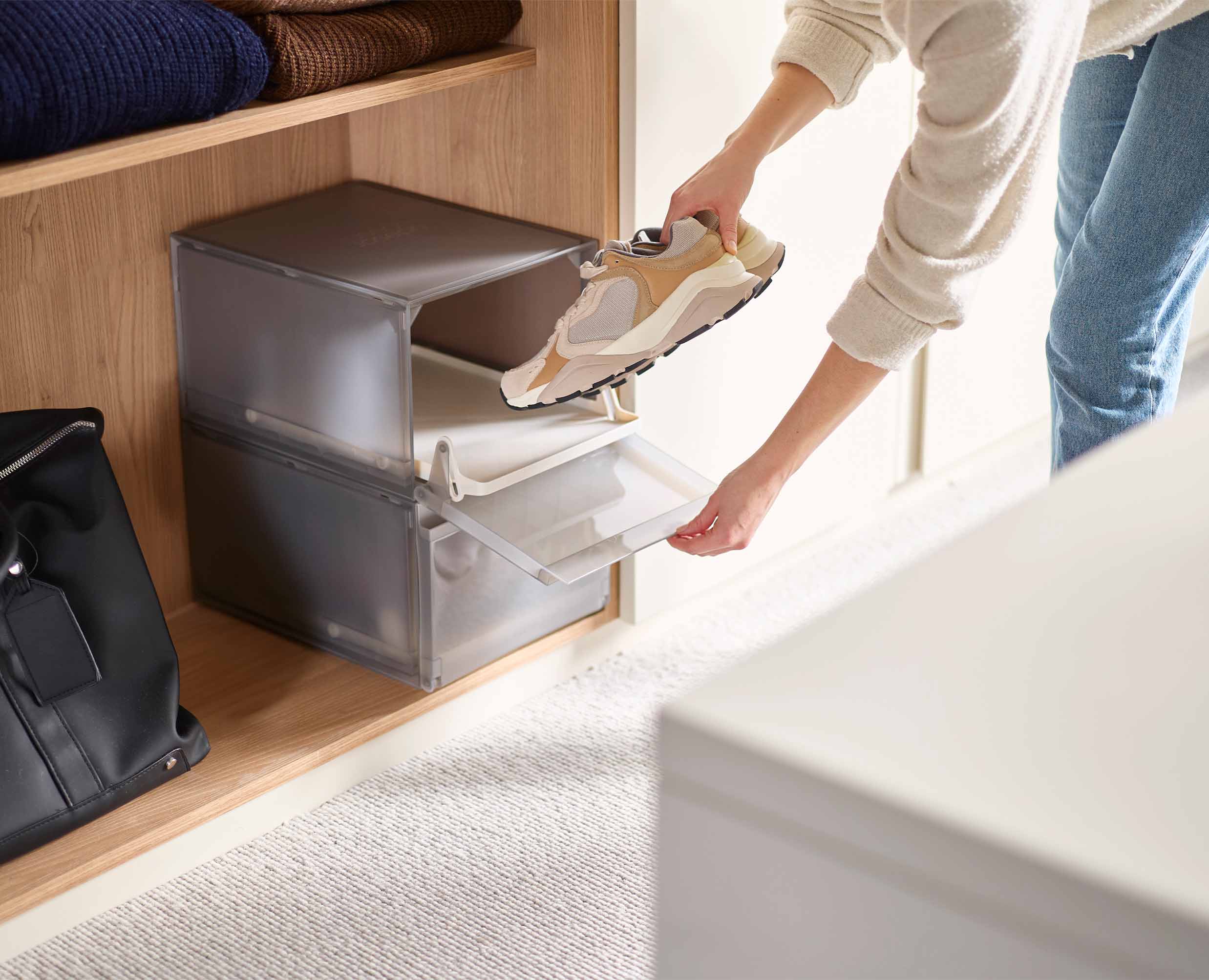 ShoeCase 2-piece Grey Shoe Storage Box - Image 3