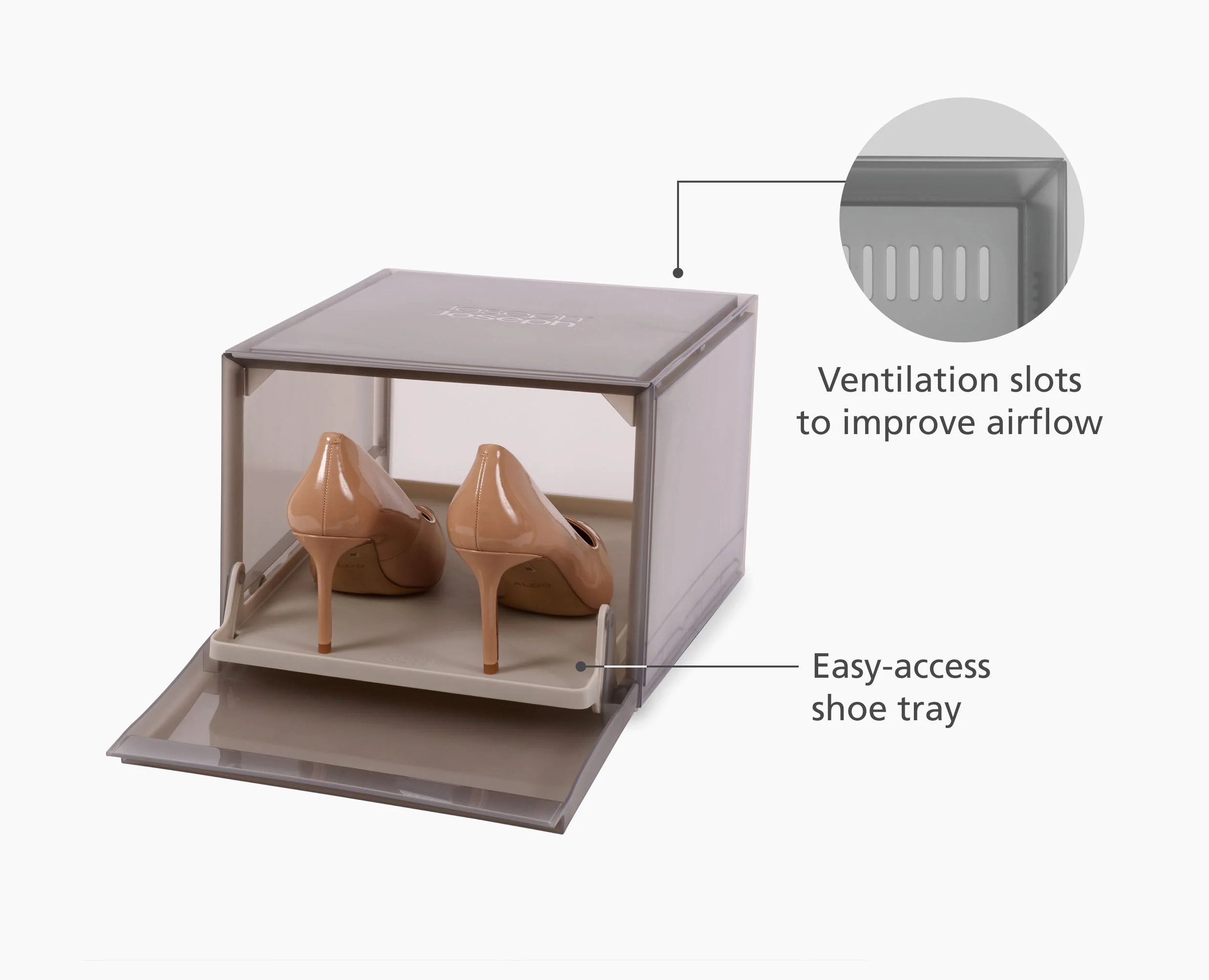 ShoeCase 2-piece Grey Shoe Storage Box - Image 4