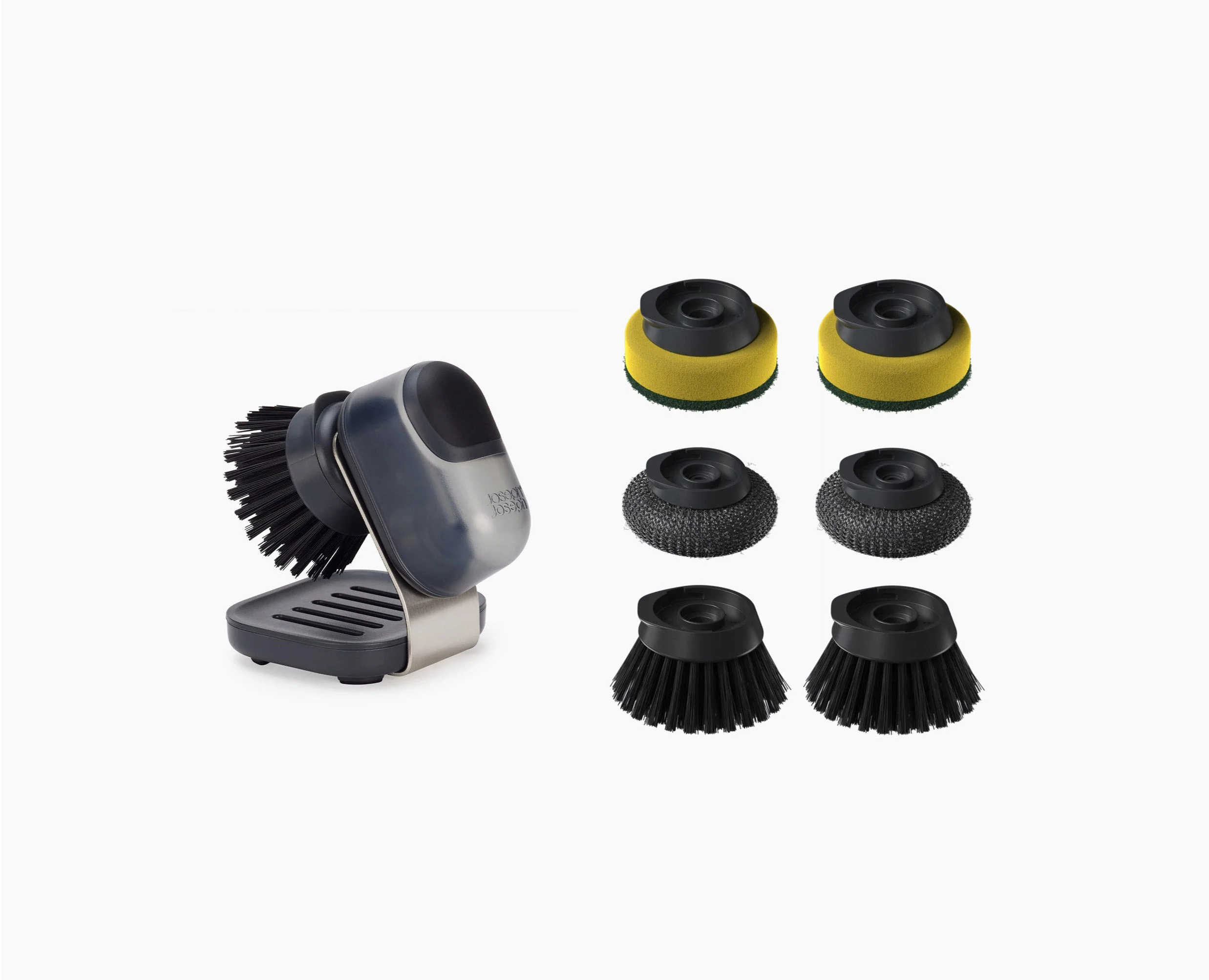 SinkTech™ Compact Soap Dispensing Washing-Up Brush with Steel Stand & Extra Heads - Image 3