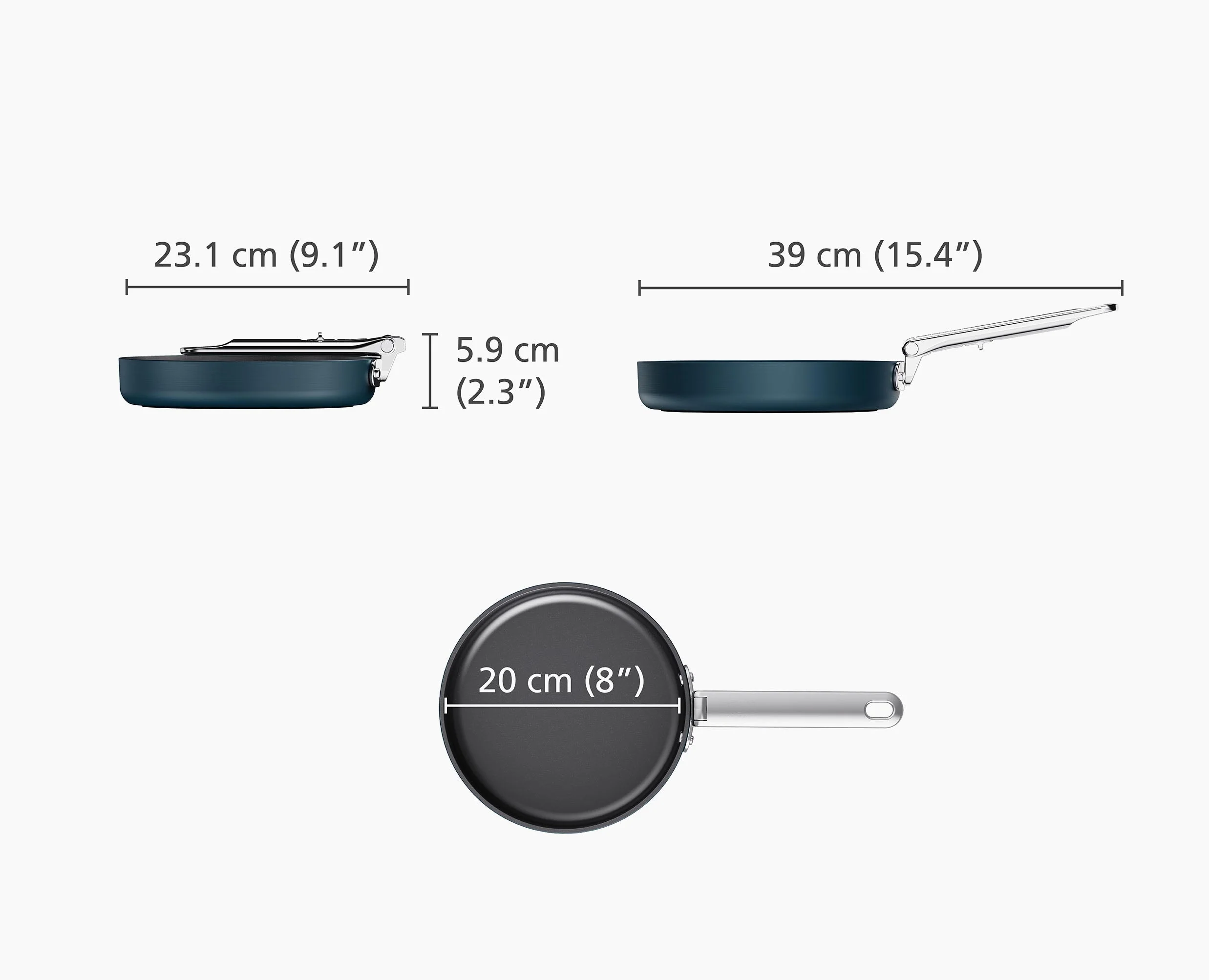 Space Folding Handle Ceramic Non-stick 20cm Blue Frying Pan - Image 6