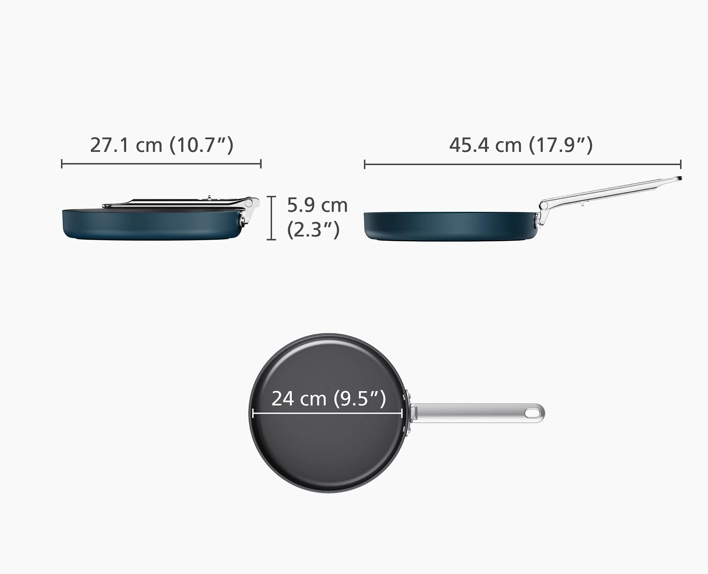 Space Folding Handle Ceramic Non-stick 24cm Blue Frying Pan - Image 6