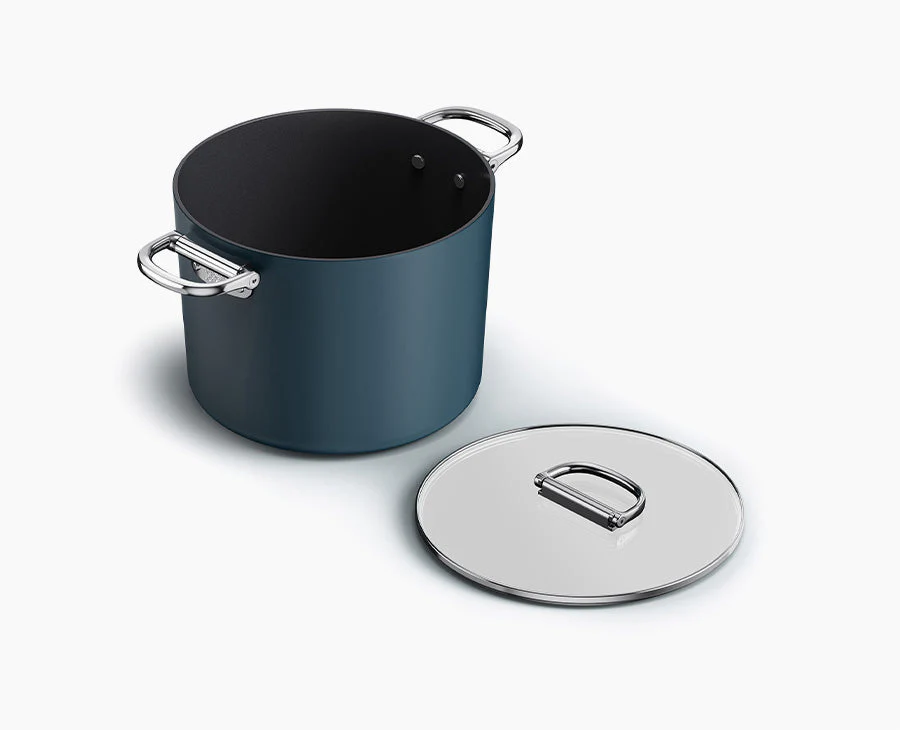 Space Folding Handle Ceramic Non-stick 25cm Blue Stock Pot & Lid