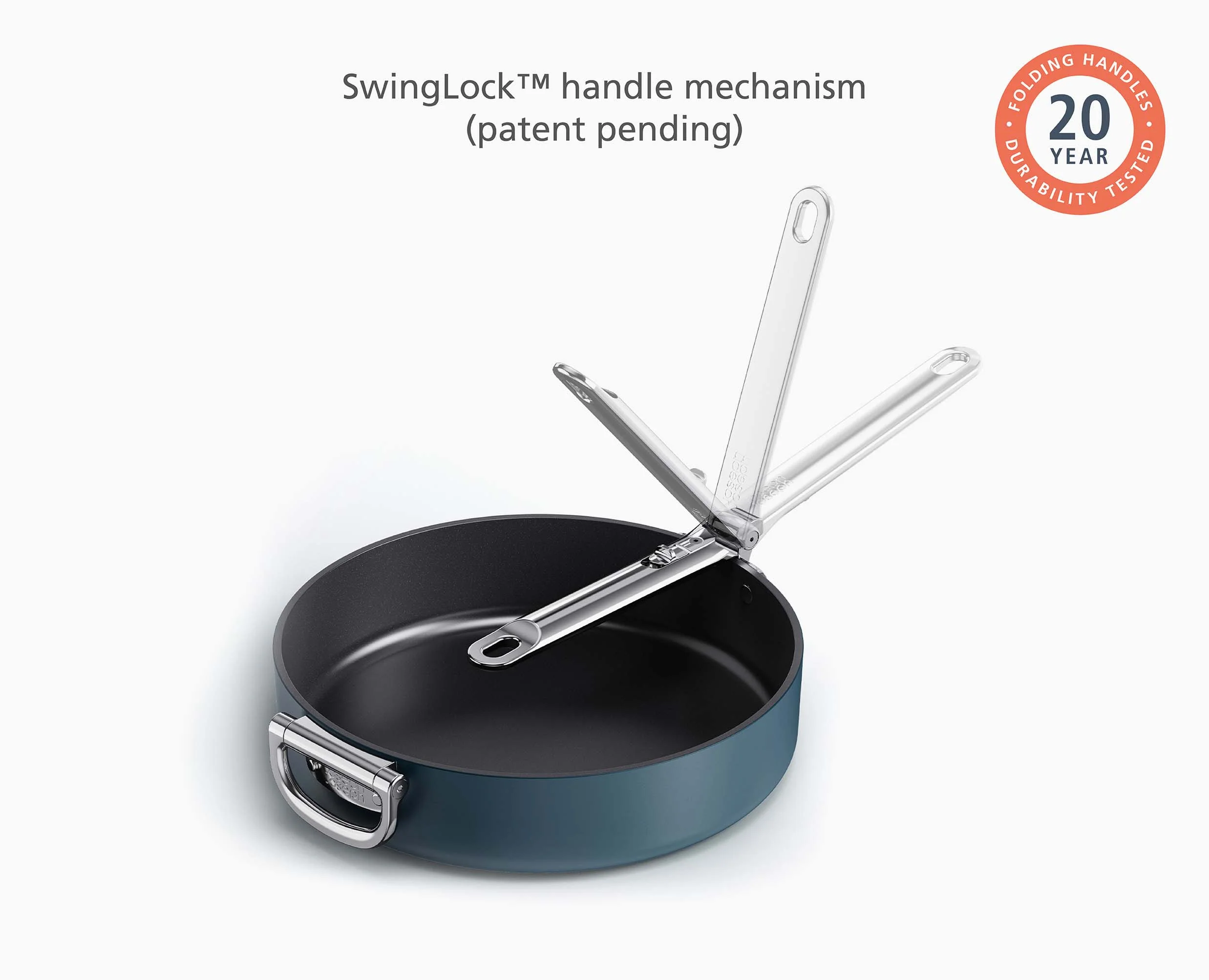 Space Folding Handle Ceramic Non-stick 28cm Blue Saute Pan & Lid - Image 5