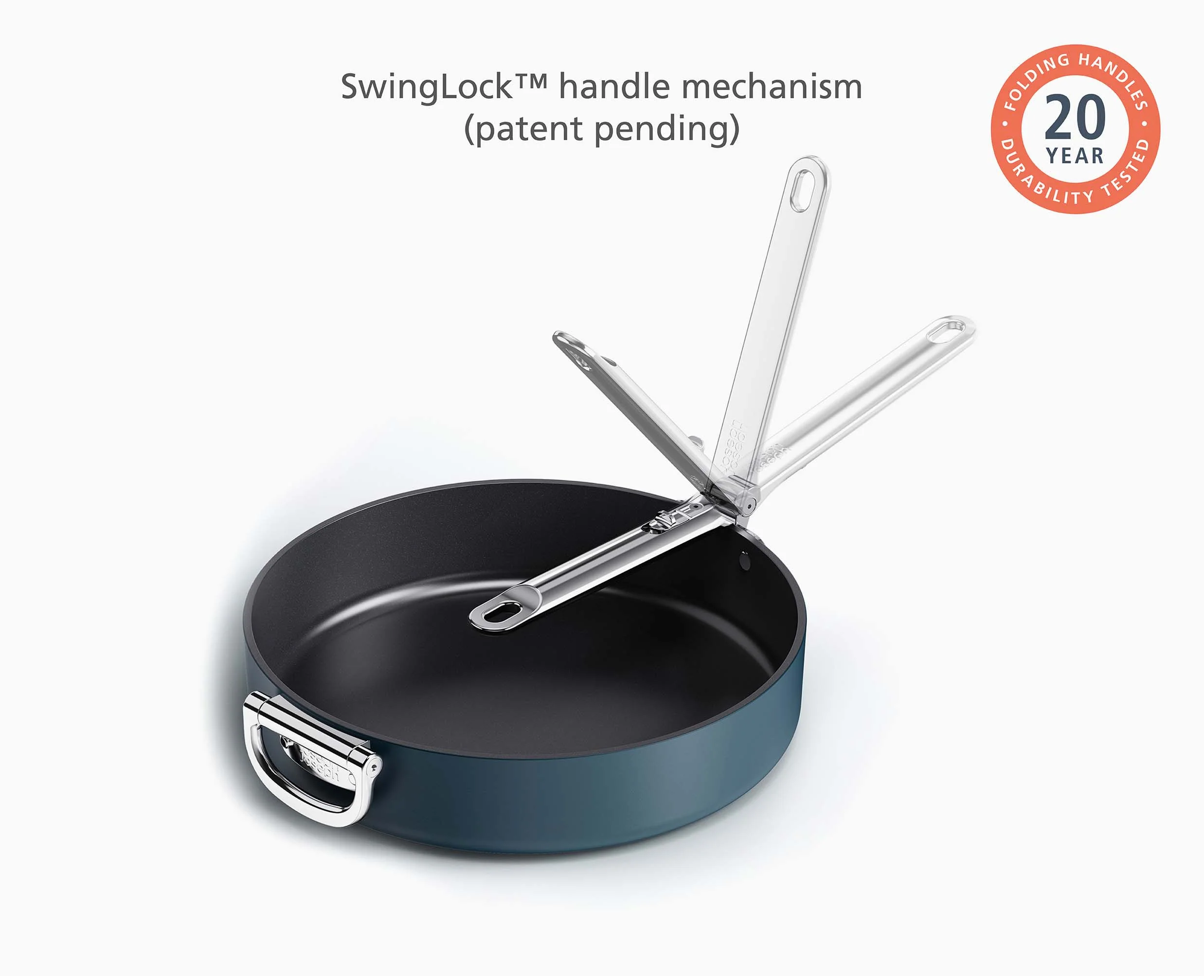 Space Folding Handle Ceramic Non-stick 30cm Blue Frying Pan - Image 5