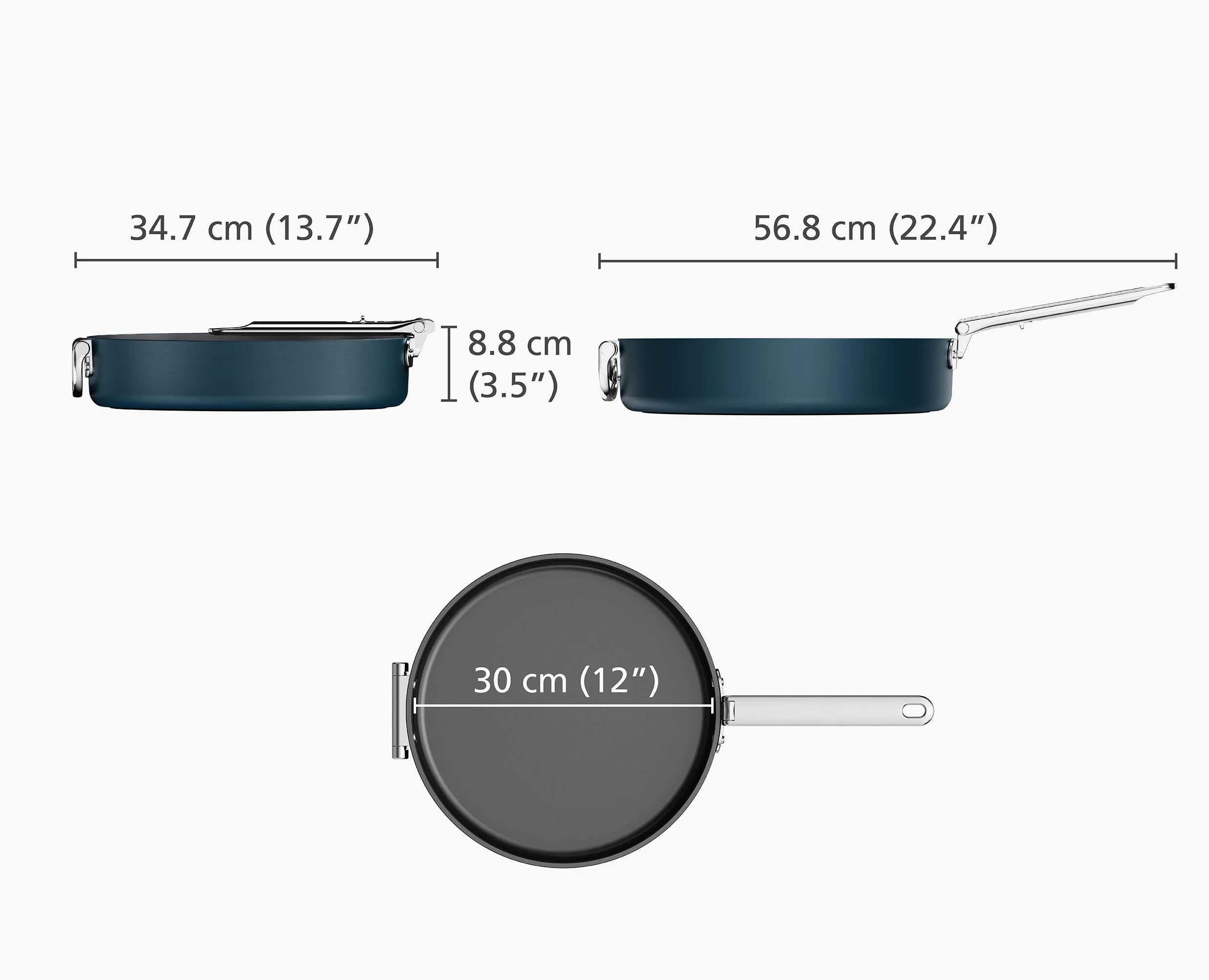Space Folding Handle Ceramic Non-stick 30cm Blue Frying Pan - Image 6