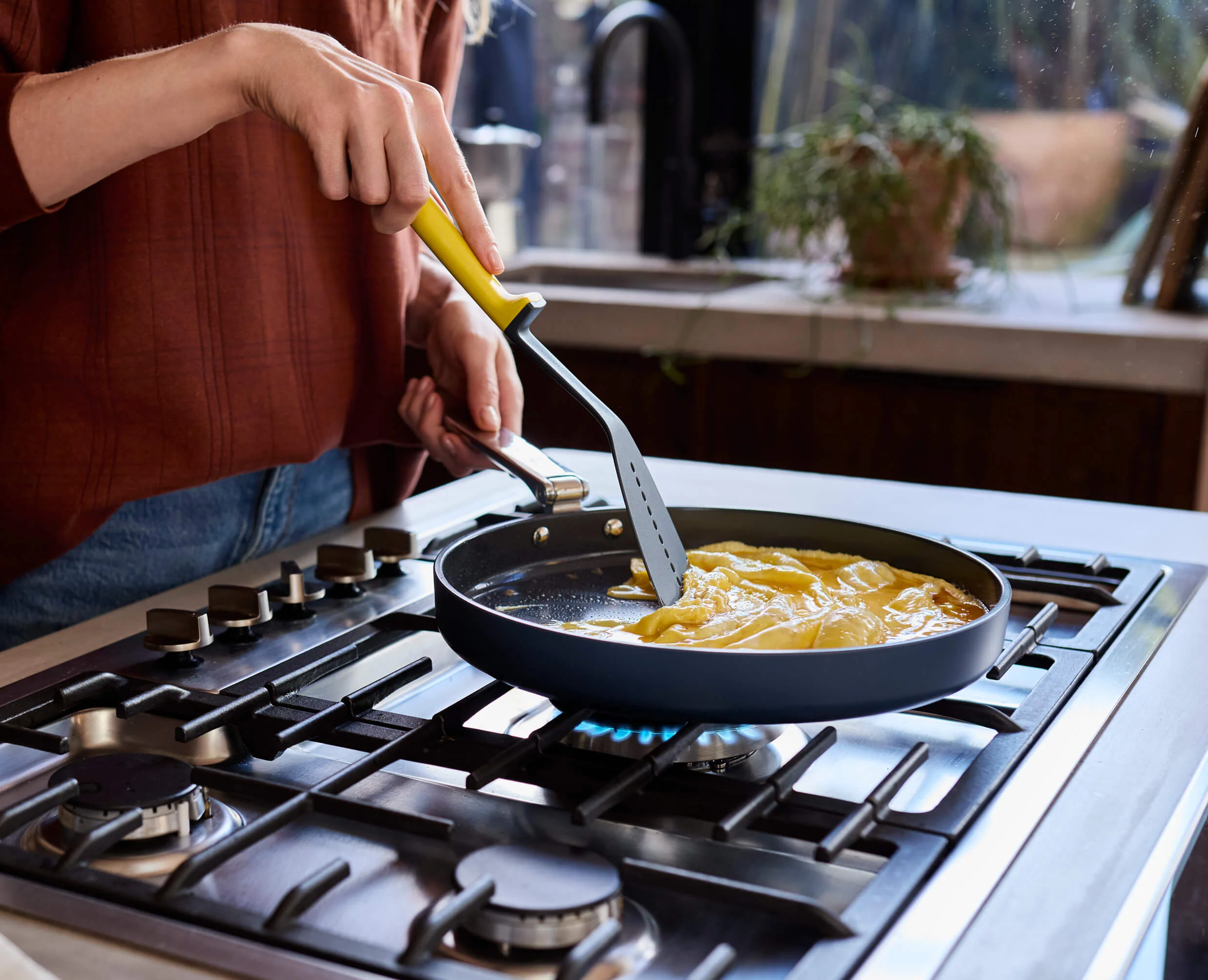 Space Folding Handle Non-Stick 30cm Blue Shallow Frying Pan - Image 2