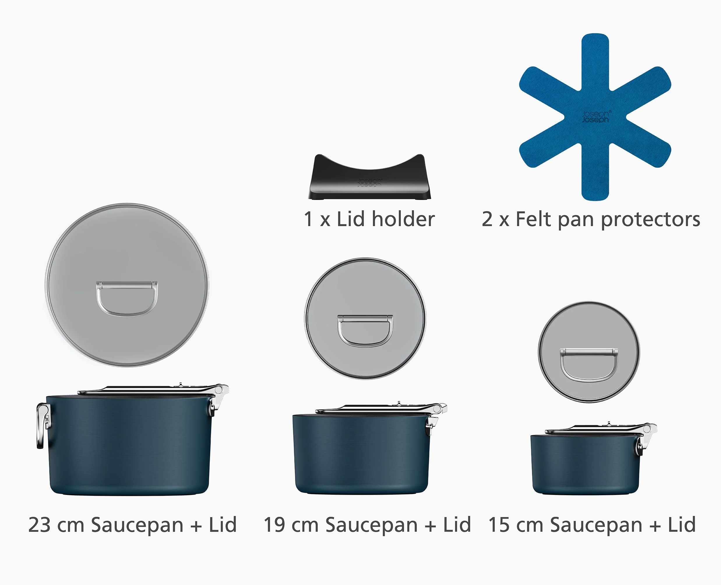 Space Folding Handle Ceramic Non-stick 3-piece Blue Saucepan Set - Image 6