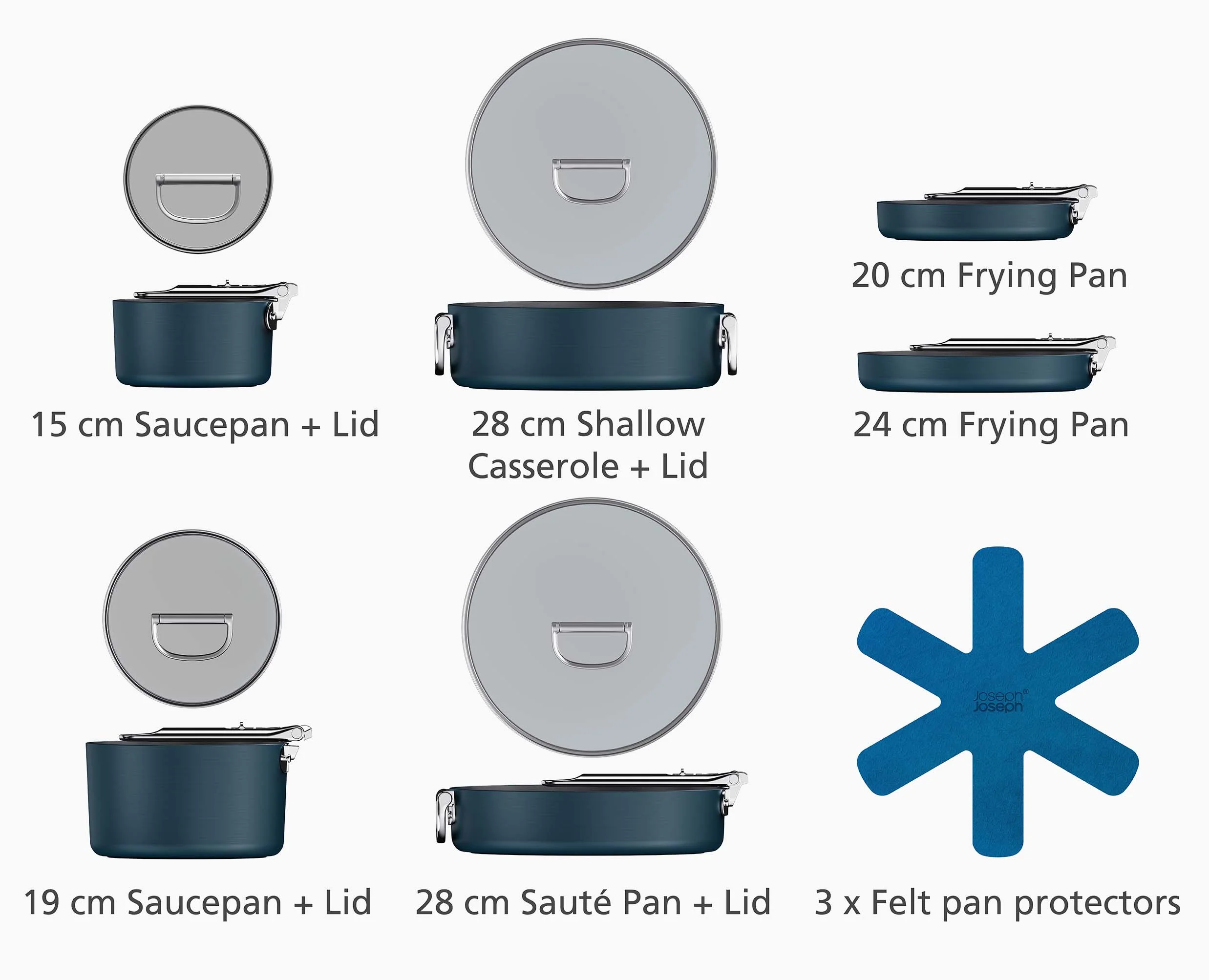 Space Folding Handle Ceramic Non-stick 6-piece Blue Cookware Set - Image 6