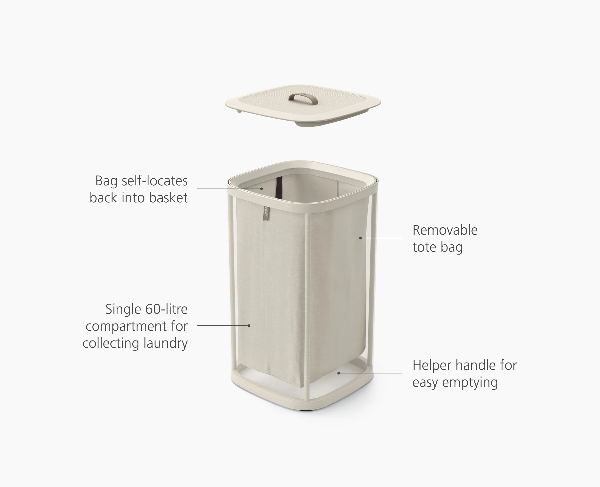 Tota One 60L Ecru Laundry Basket - Image 6