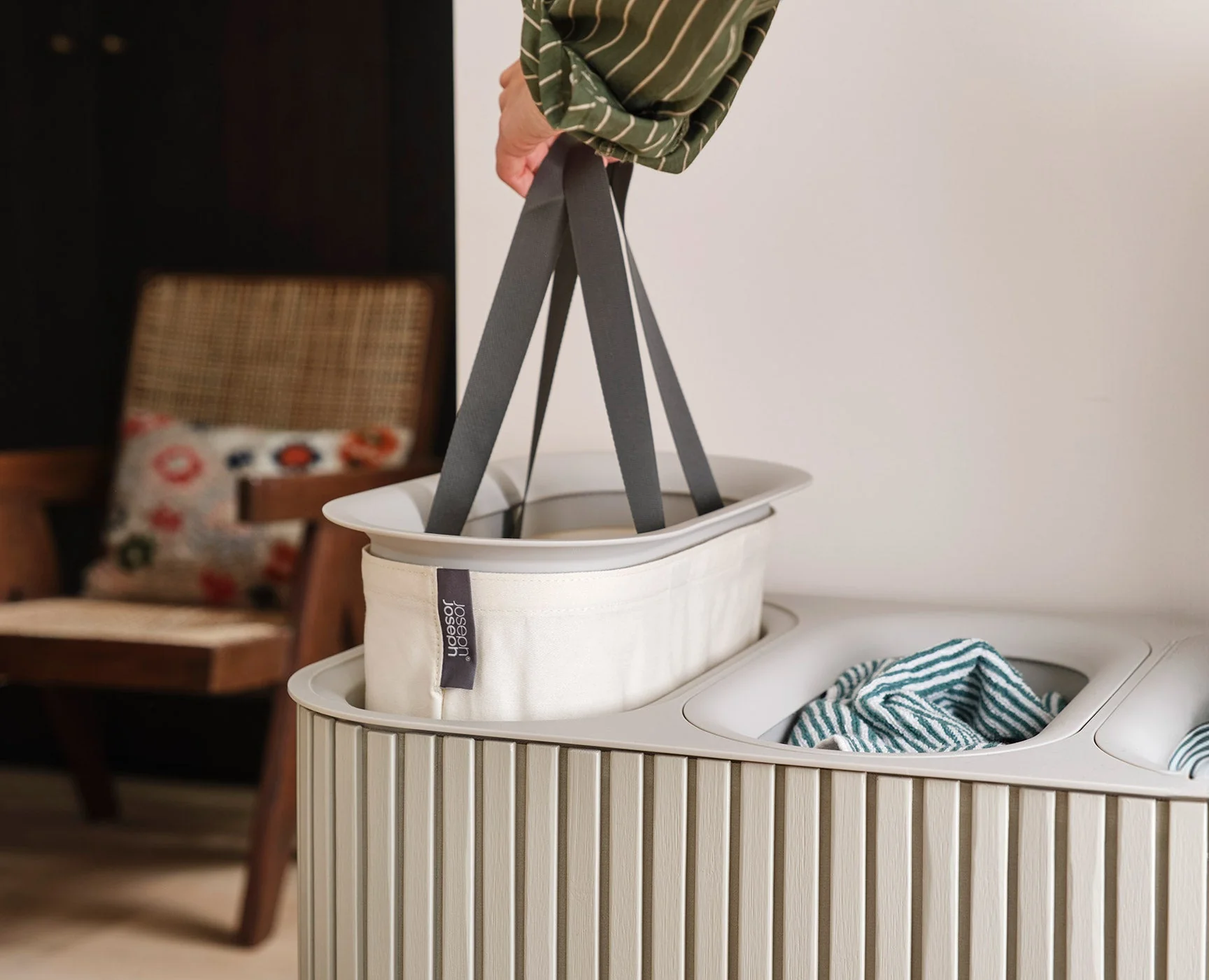 Tota Trio Luxe 90L Ecru Laundry Separation Basket - Image 5