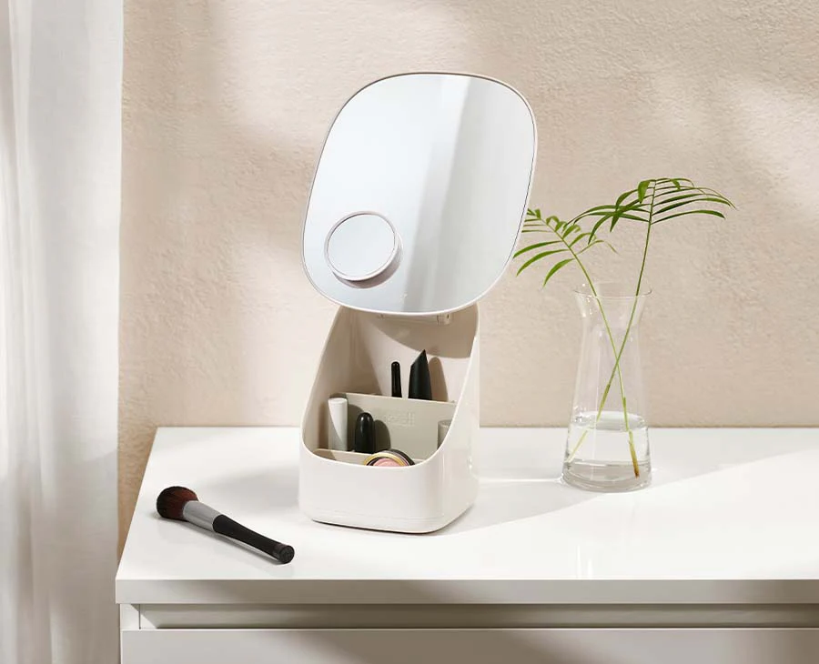 Viva Pedestal Mirror with Cosmetic Organiser - Image 2